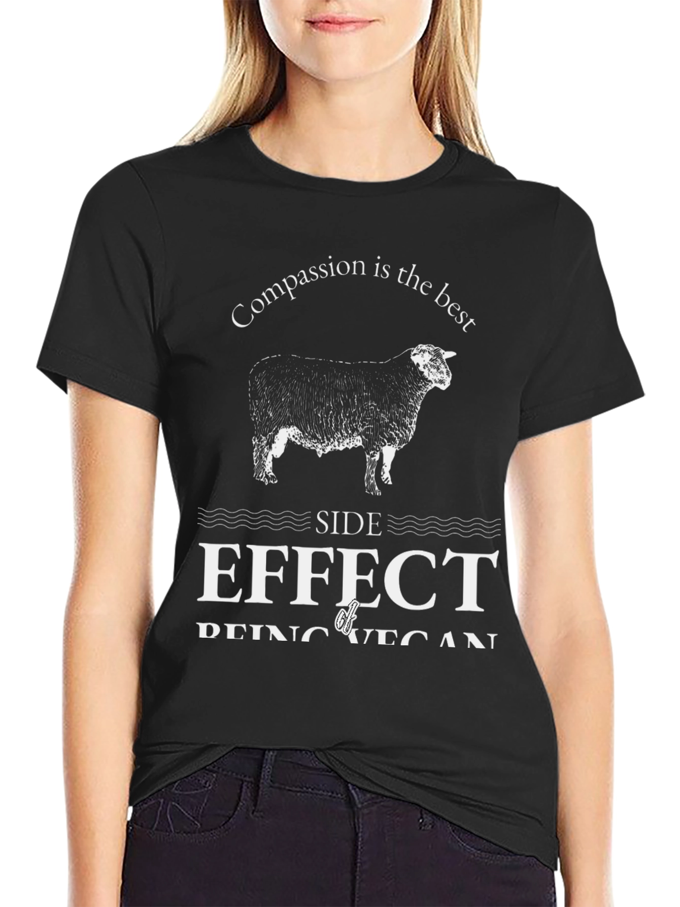 Black Vegan Compassion Side Effect T-Shirt view 2
