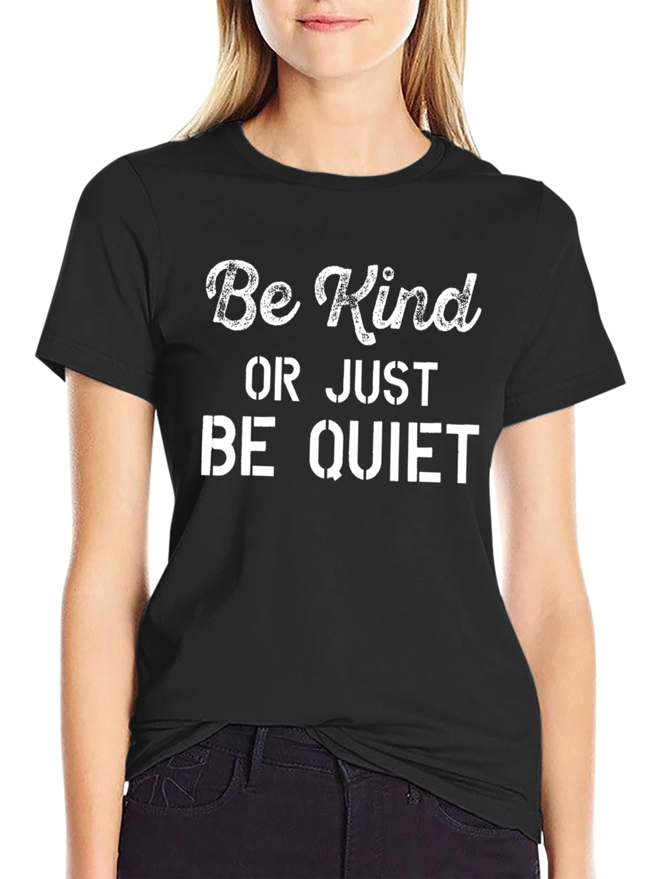 Black Be Kind Or Just Be Quiet Graphic Tee view 2