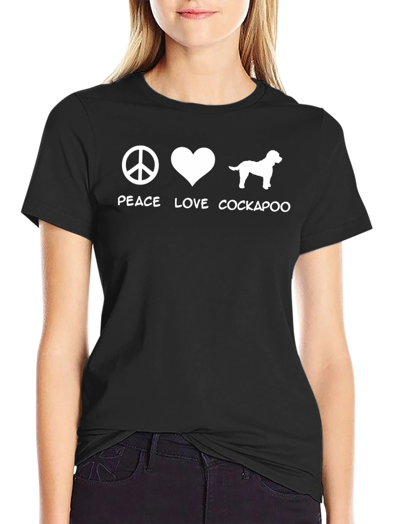 Black Peace Love Cockapoo T-Shirt view 2