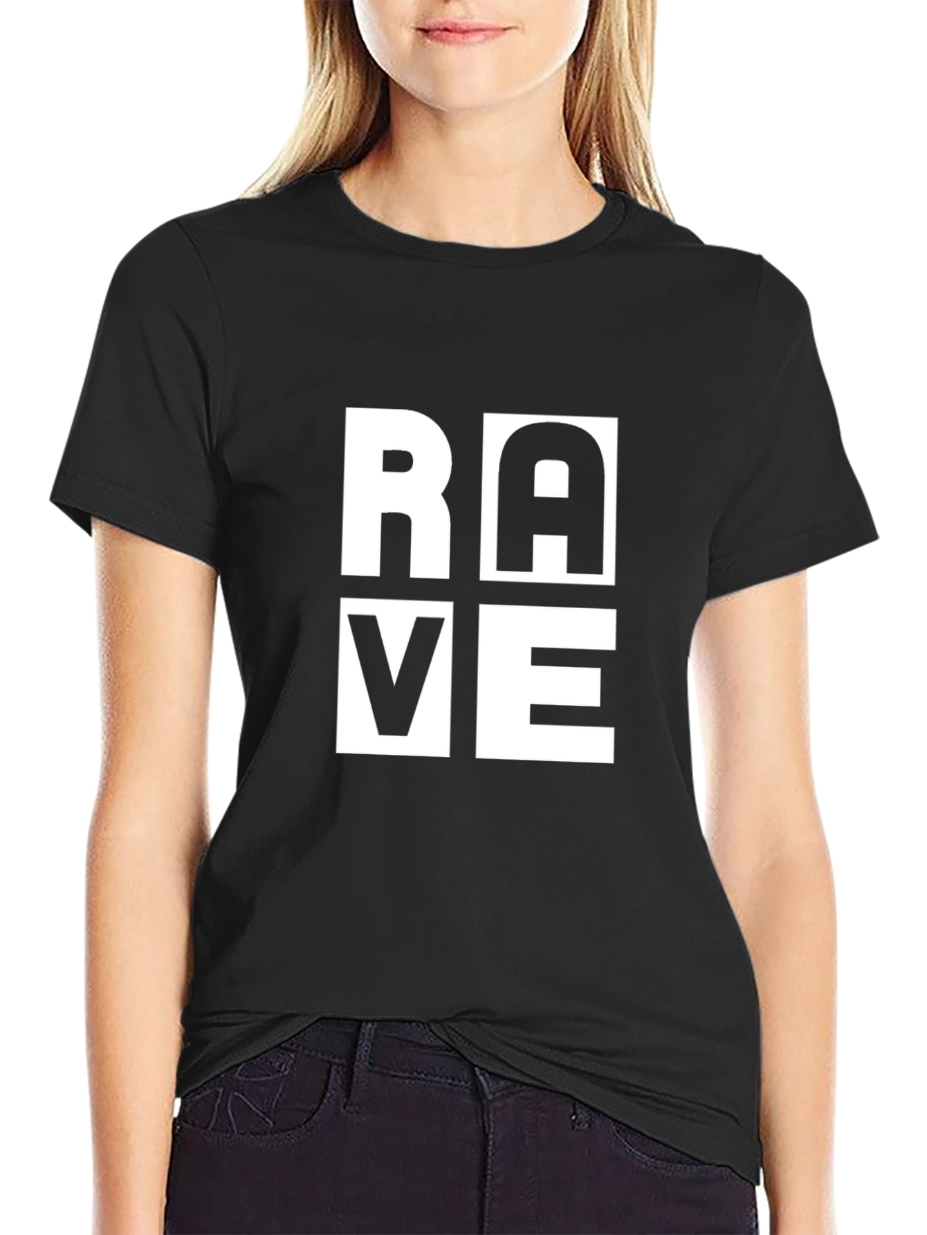 Black Rave Graphic Print Black T-Shirt view 2