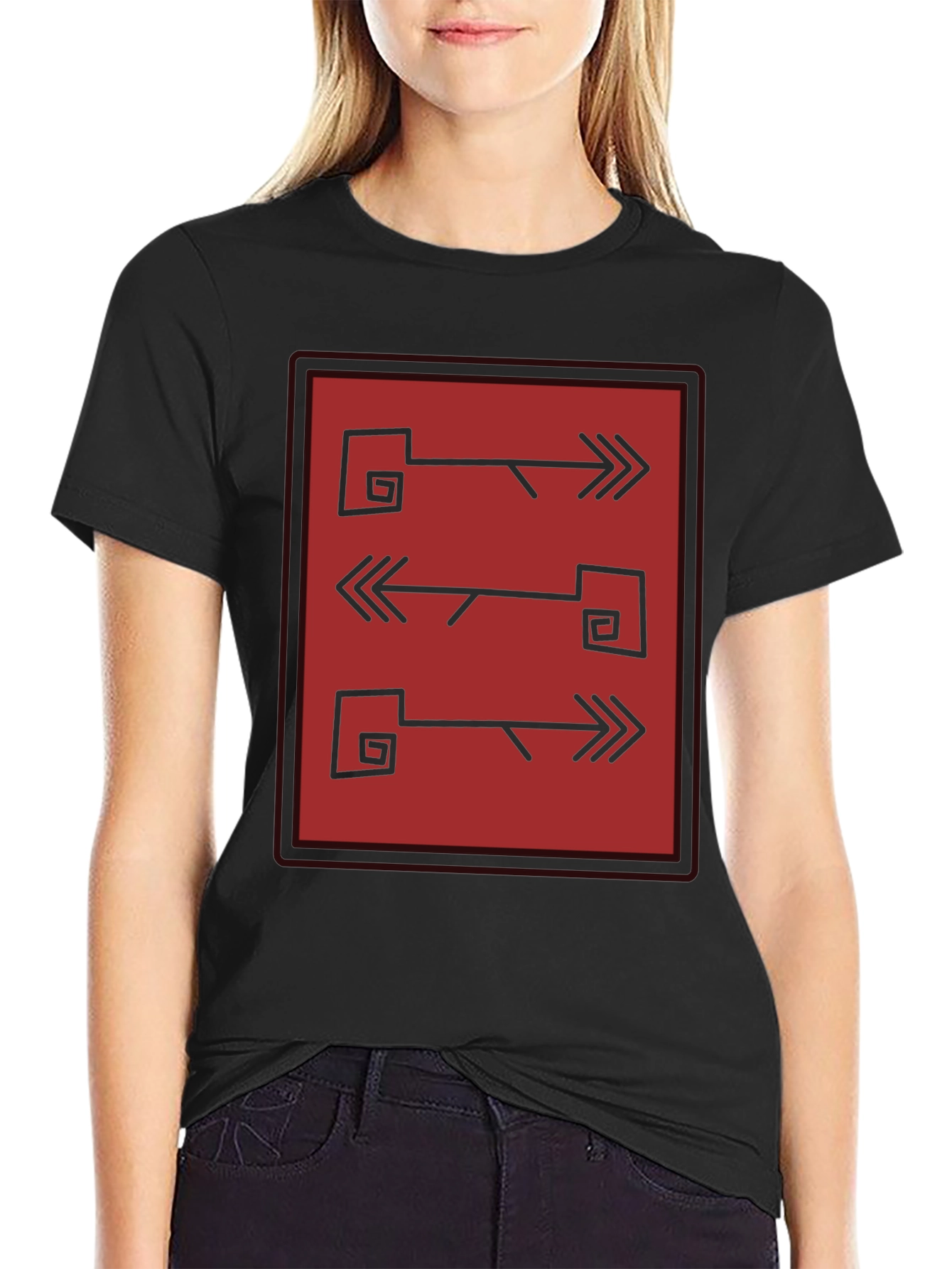 Black Abstract Arrows Graphic Tee - Men's Black Shirt view 2