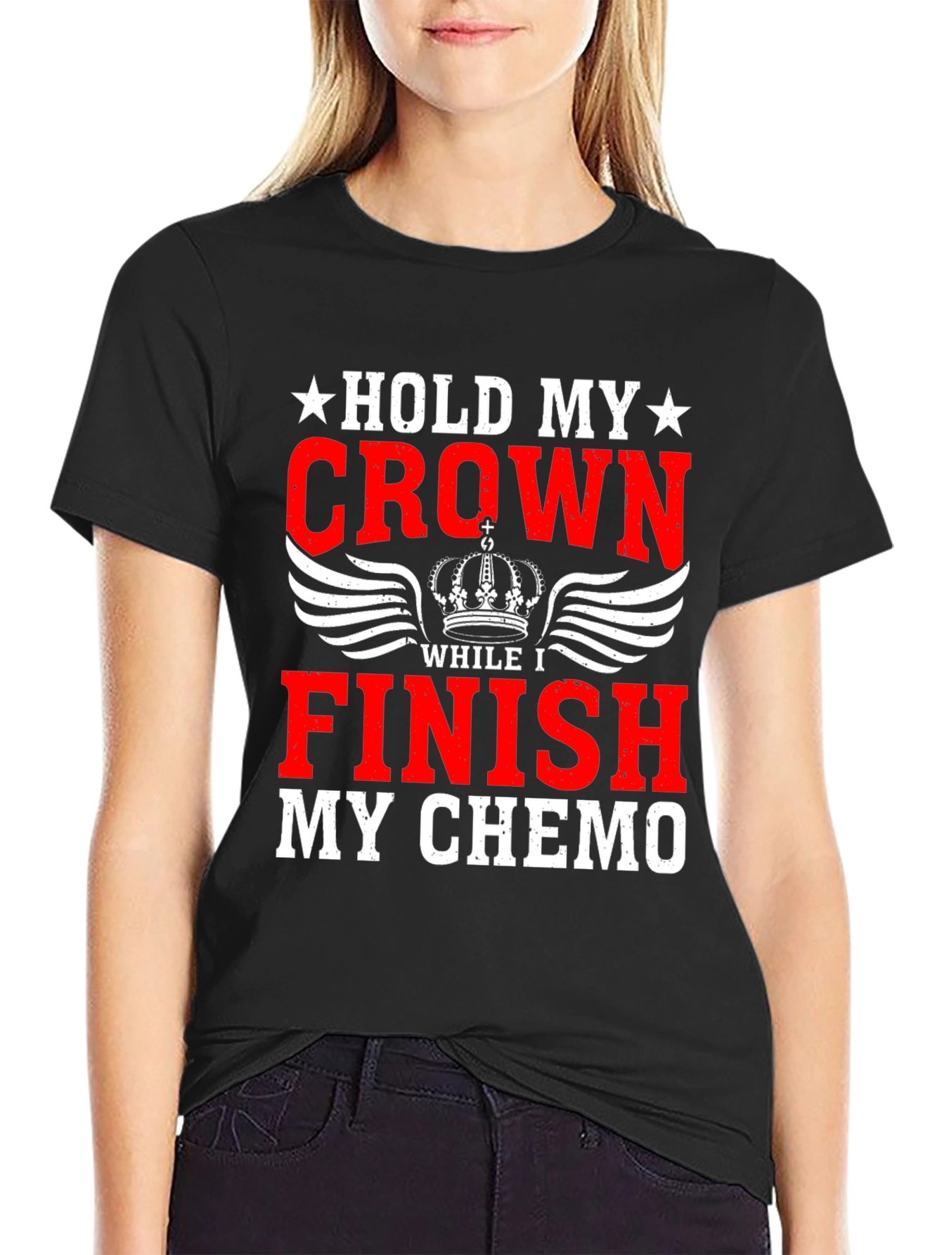 Black Hold My Crown Finish Chemo Graphic T-Shirt view 2