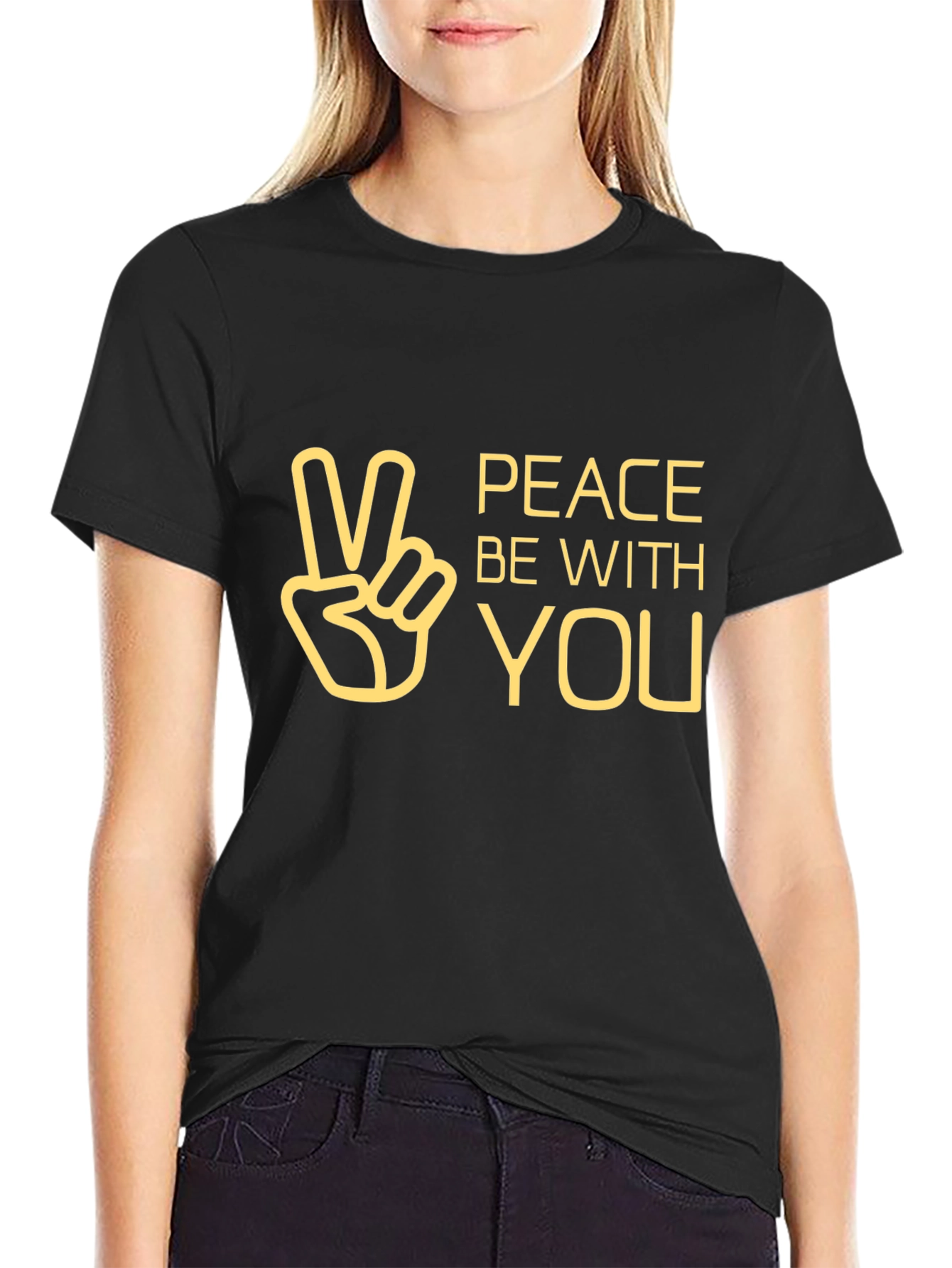Black Peace Be With You Graphic Tee - Black view 2