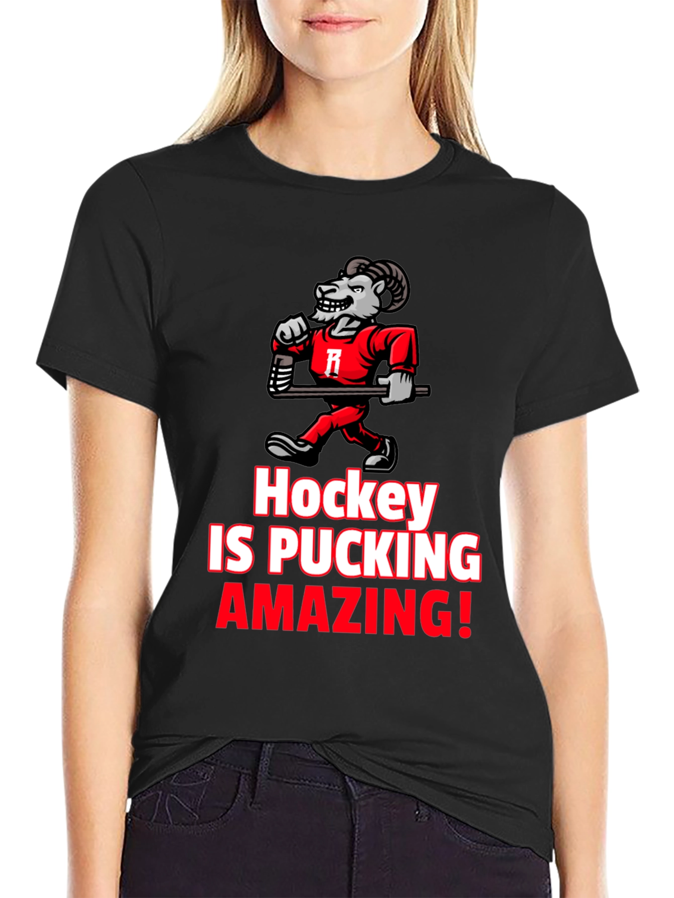 Black Hockey is Pucking Amazing T-Shirt view 2