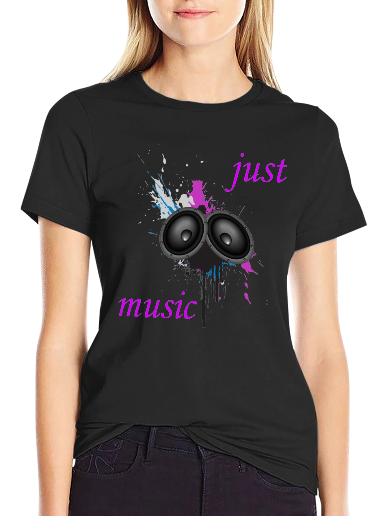 Black Just Music Black T-Shirt view 2