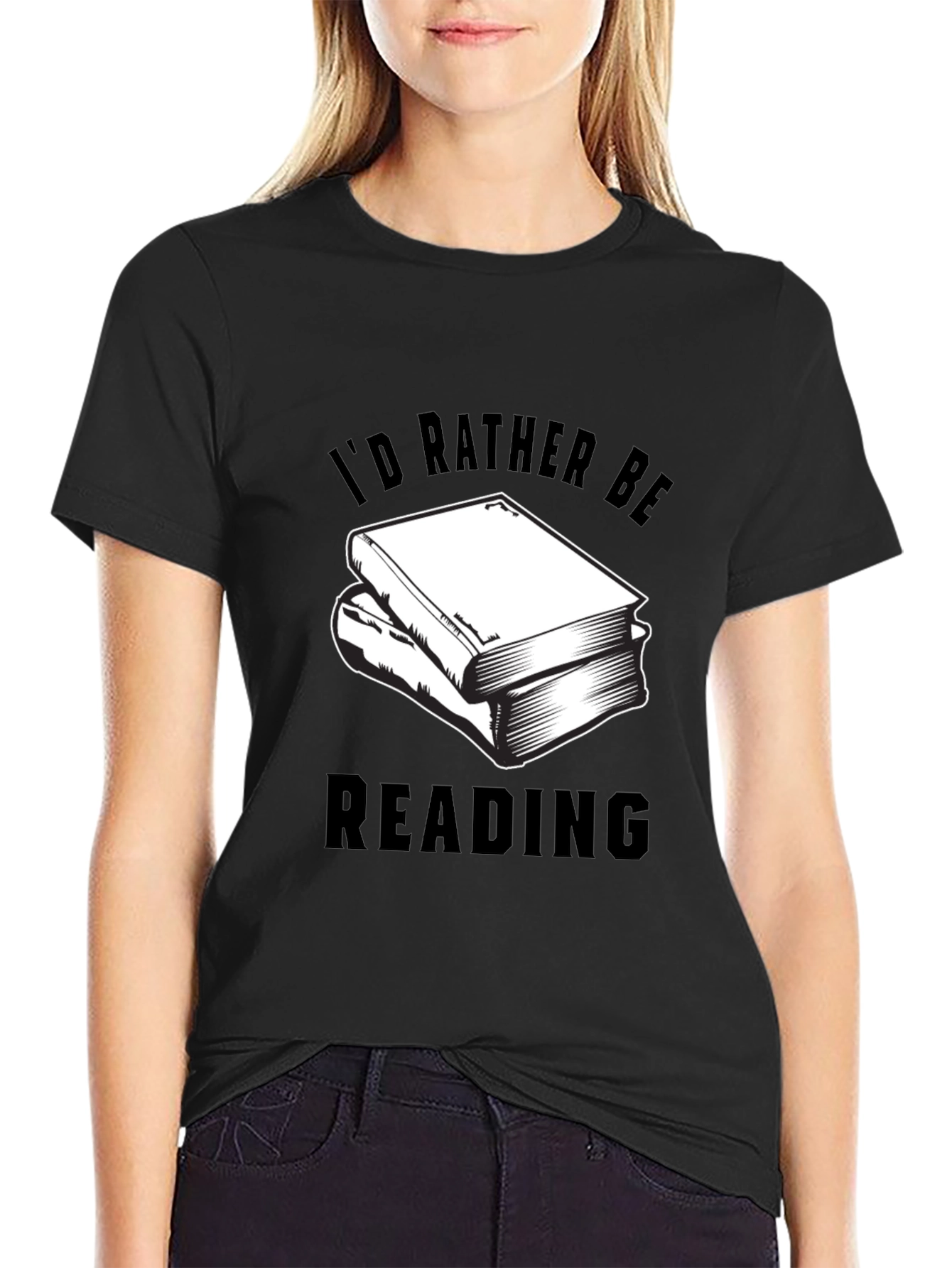 Black I'd Rather Be Reading Graphic Tee view 2