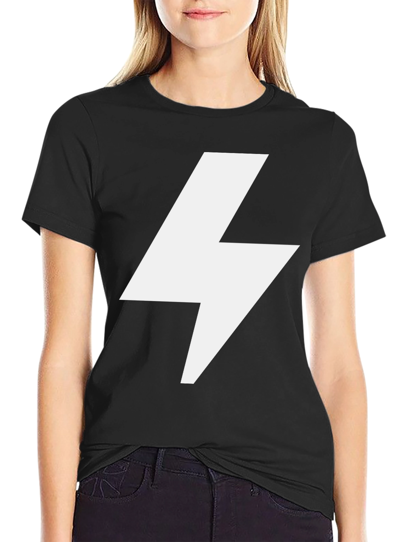 Black Lightning Bolt Graphic Tee - Bold Statement Shirt view 2