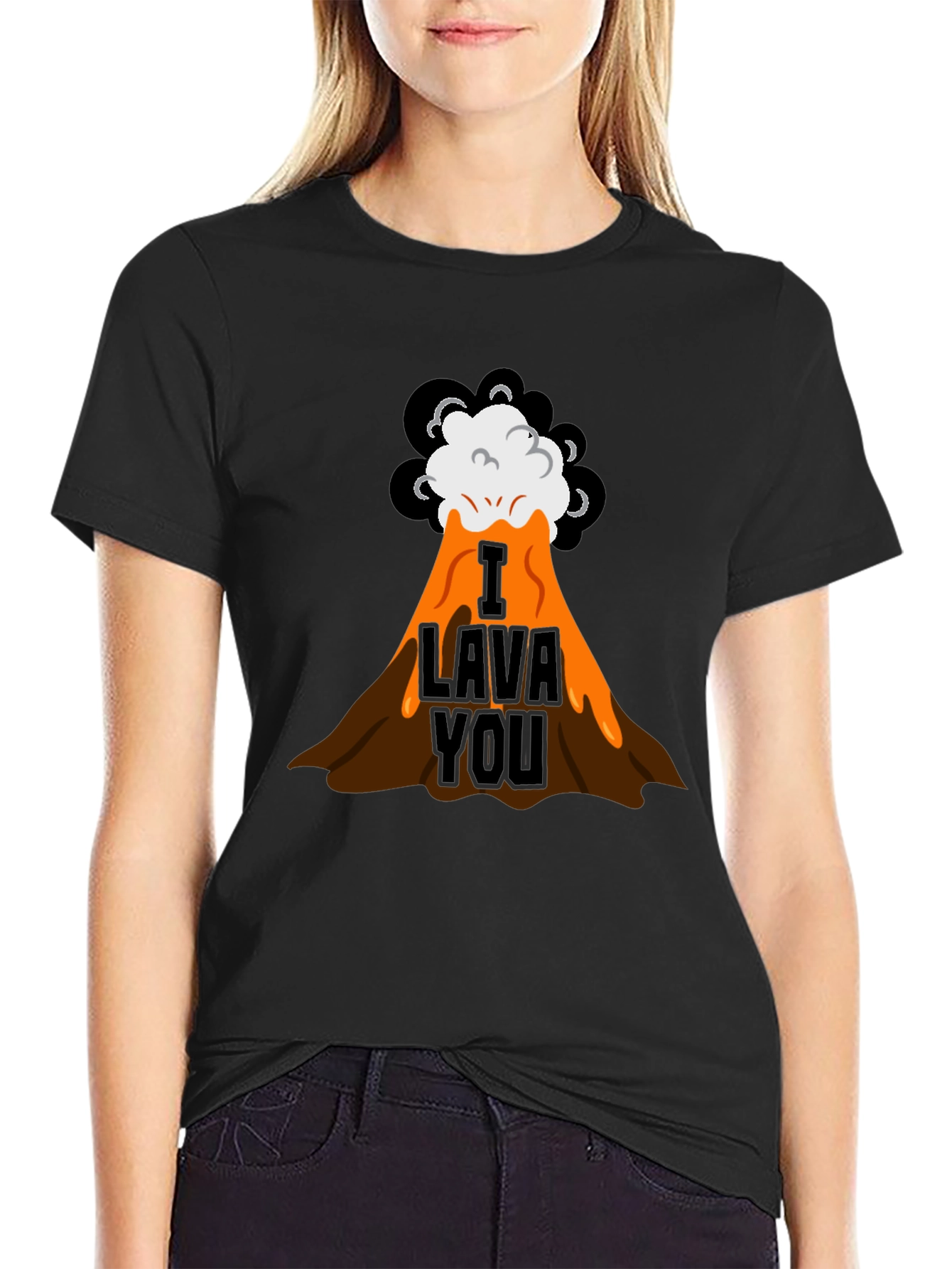 Black I Lava You Graphic Tee - Trendy Volcano Design view 2
