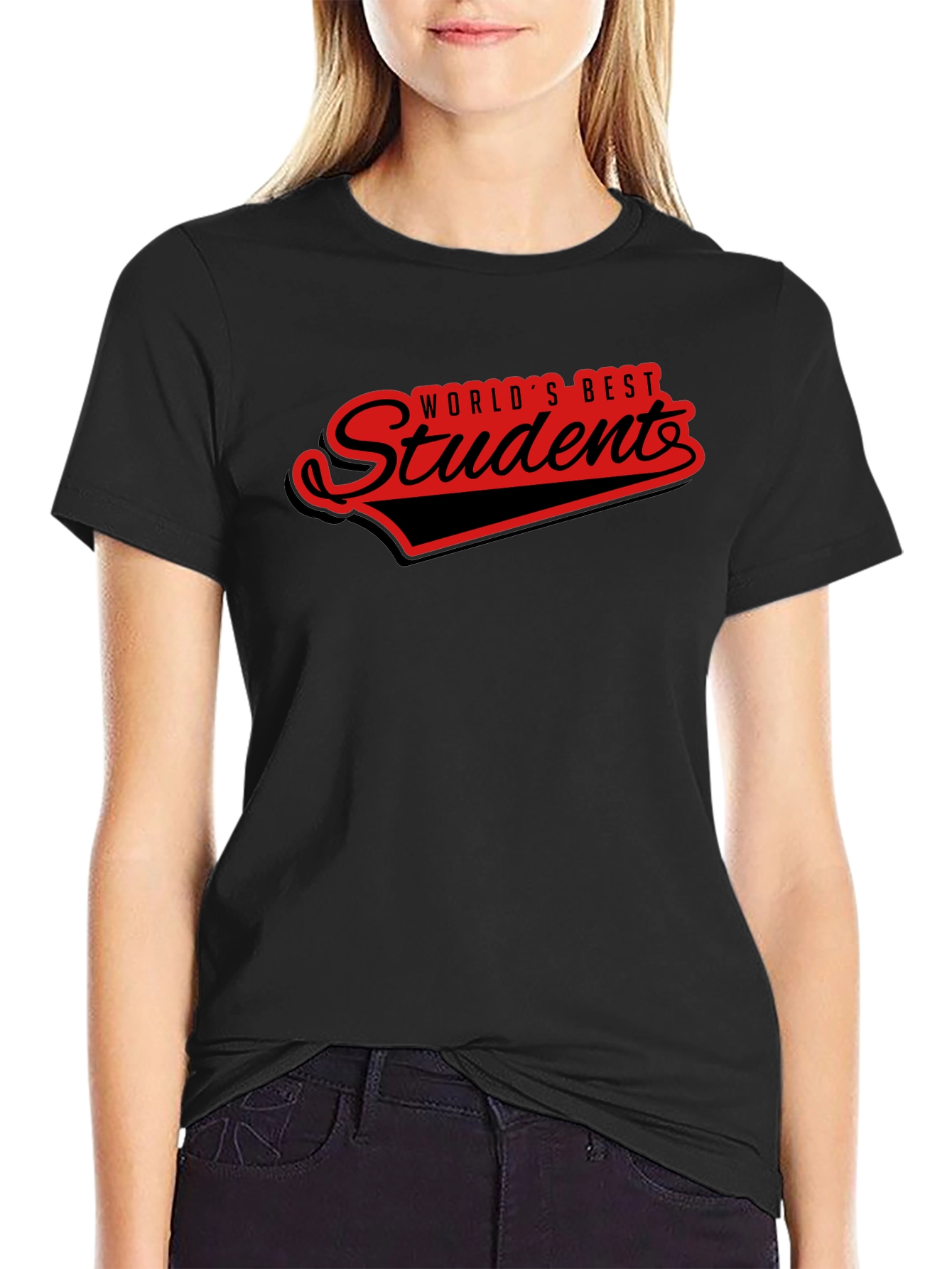 Black World's Best Student T-Shirt - Black view 2