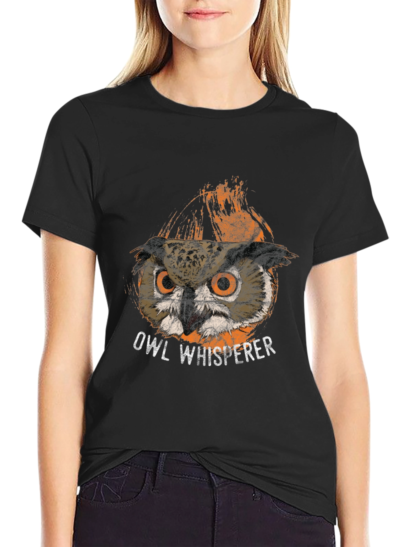 Black Owl Whisperer Graphic T-Shirt - Men's Black Tee view 2