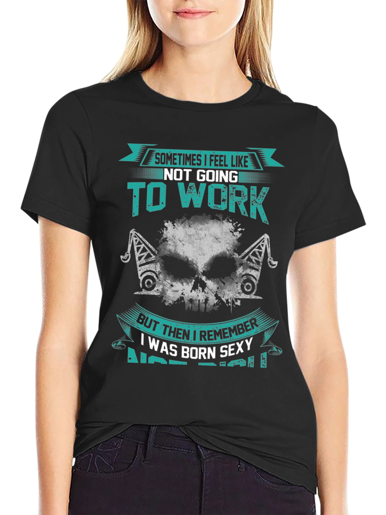 Black Funny Graphic T-Shirt: Born Sexy, Not Rich view 2