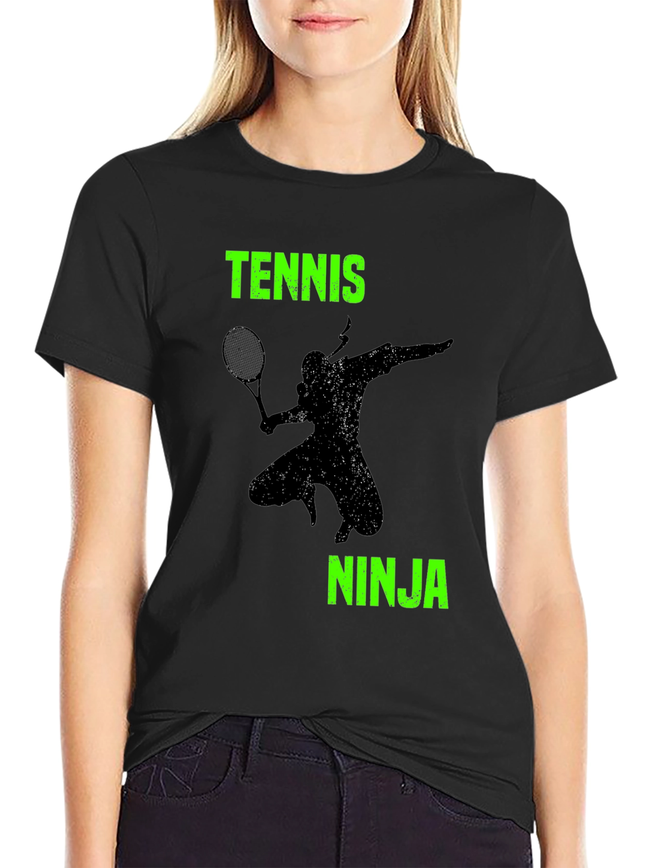 Black Tennis Ninja T-Shirt: Stealth Ace Style view 2