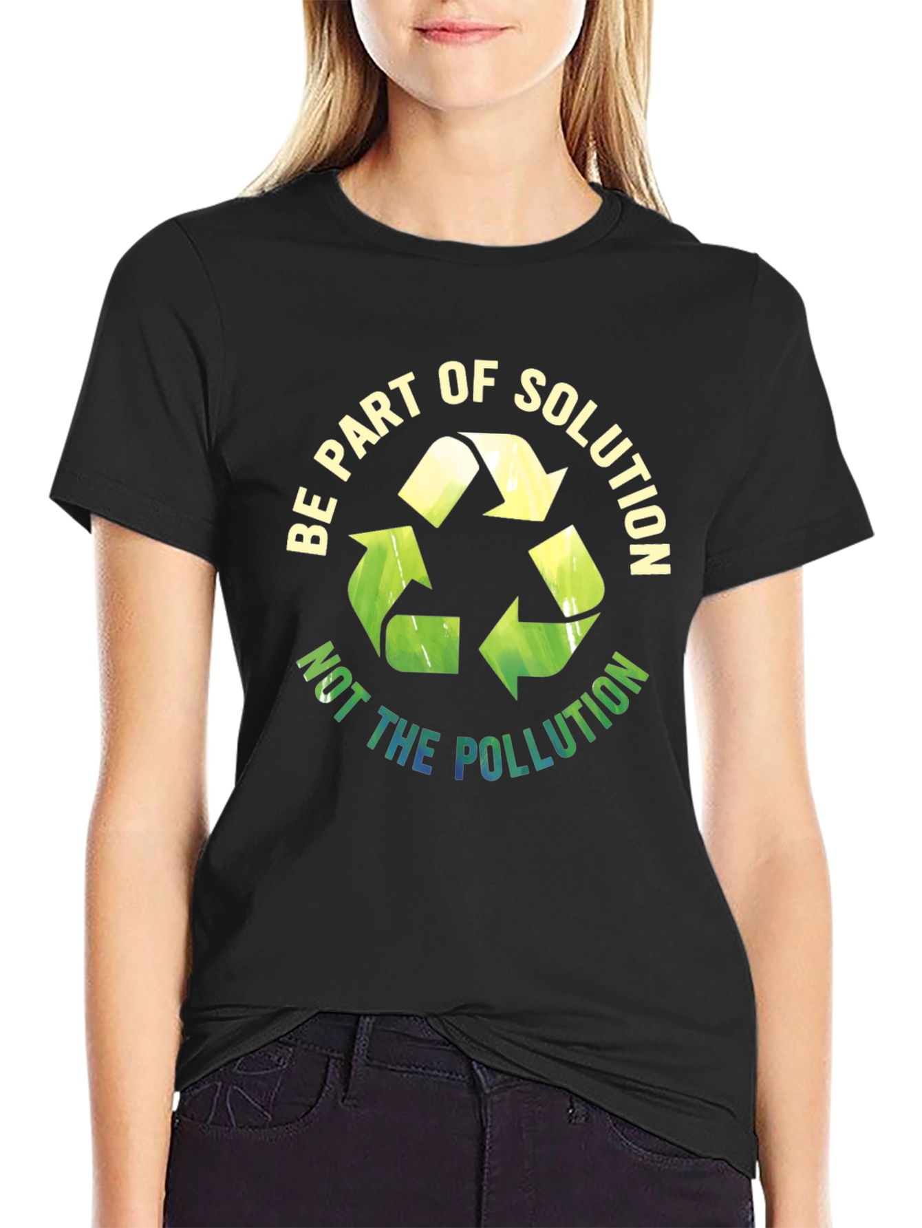 Black Eco-Friendly 'Be Part of Solution' Graphic Tee view 2