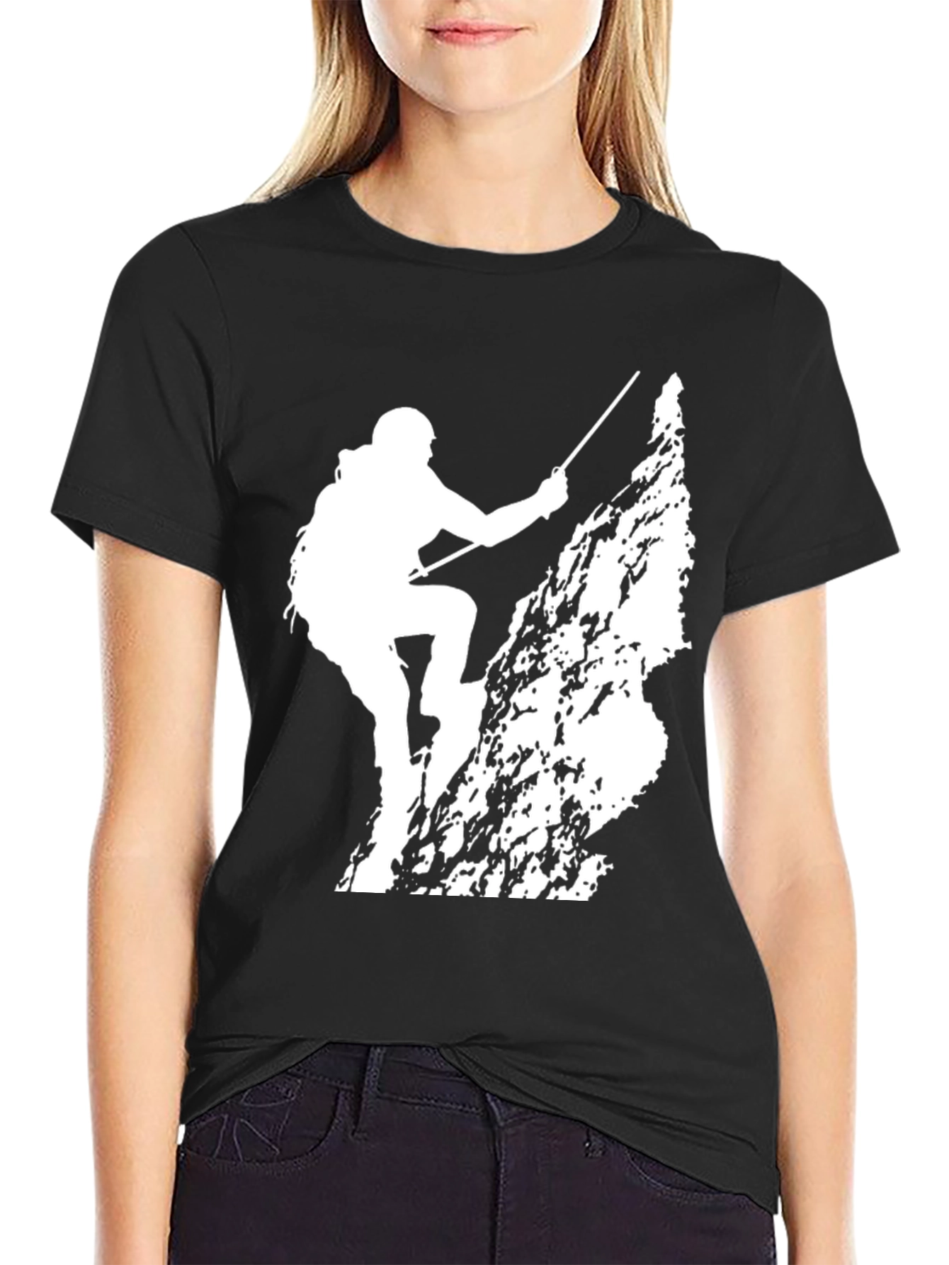Black Rock Climbing Silhouette Tee - Black Cotton Comfort view 2