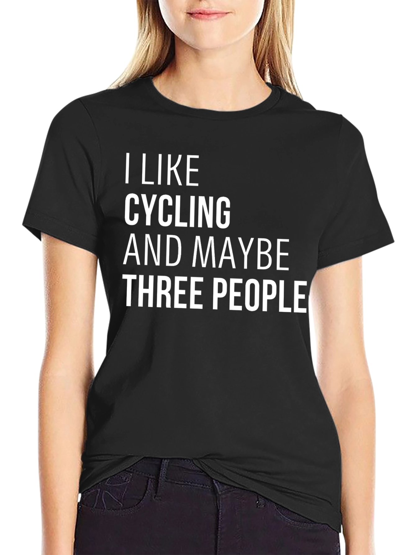 Black Cycling Fan T-Shirt - I Like Cycling and Maybe Three People view 2