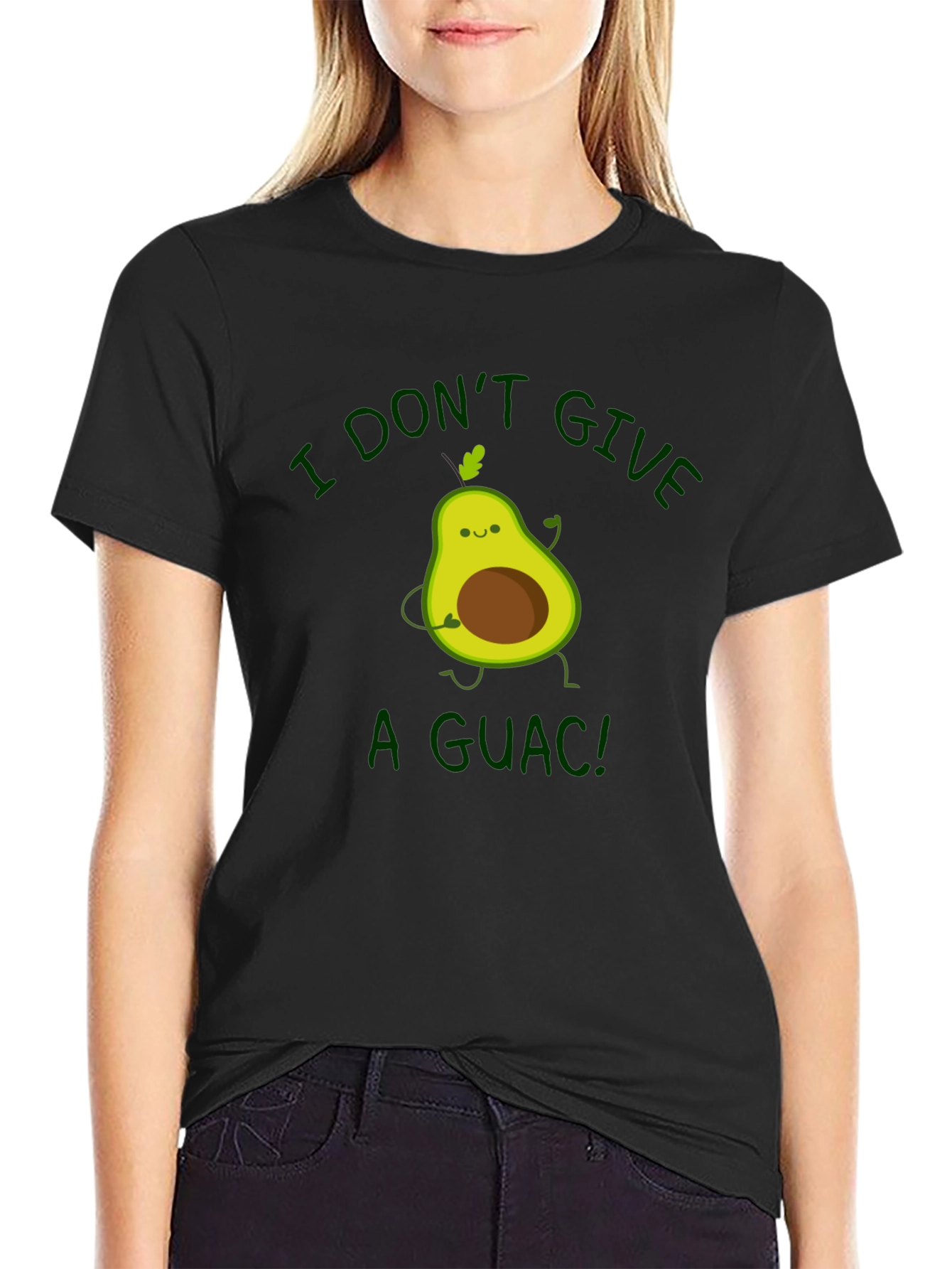 Black I Don't Give a Guac! Avocado Graphic T-Shirt view 2
