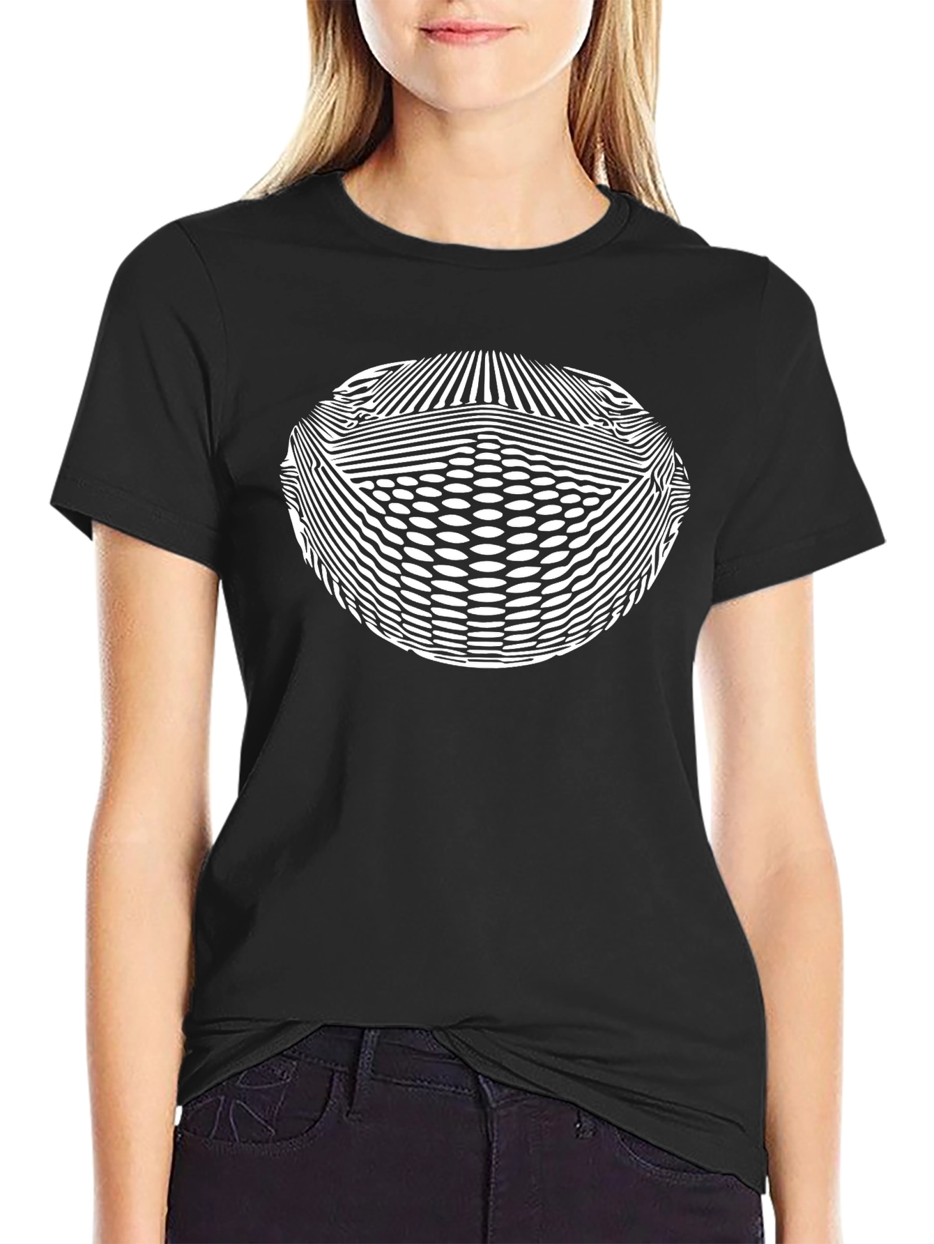 Black Optical Illusion Black T-Shirt view 2