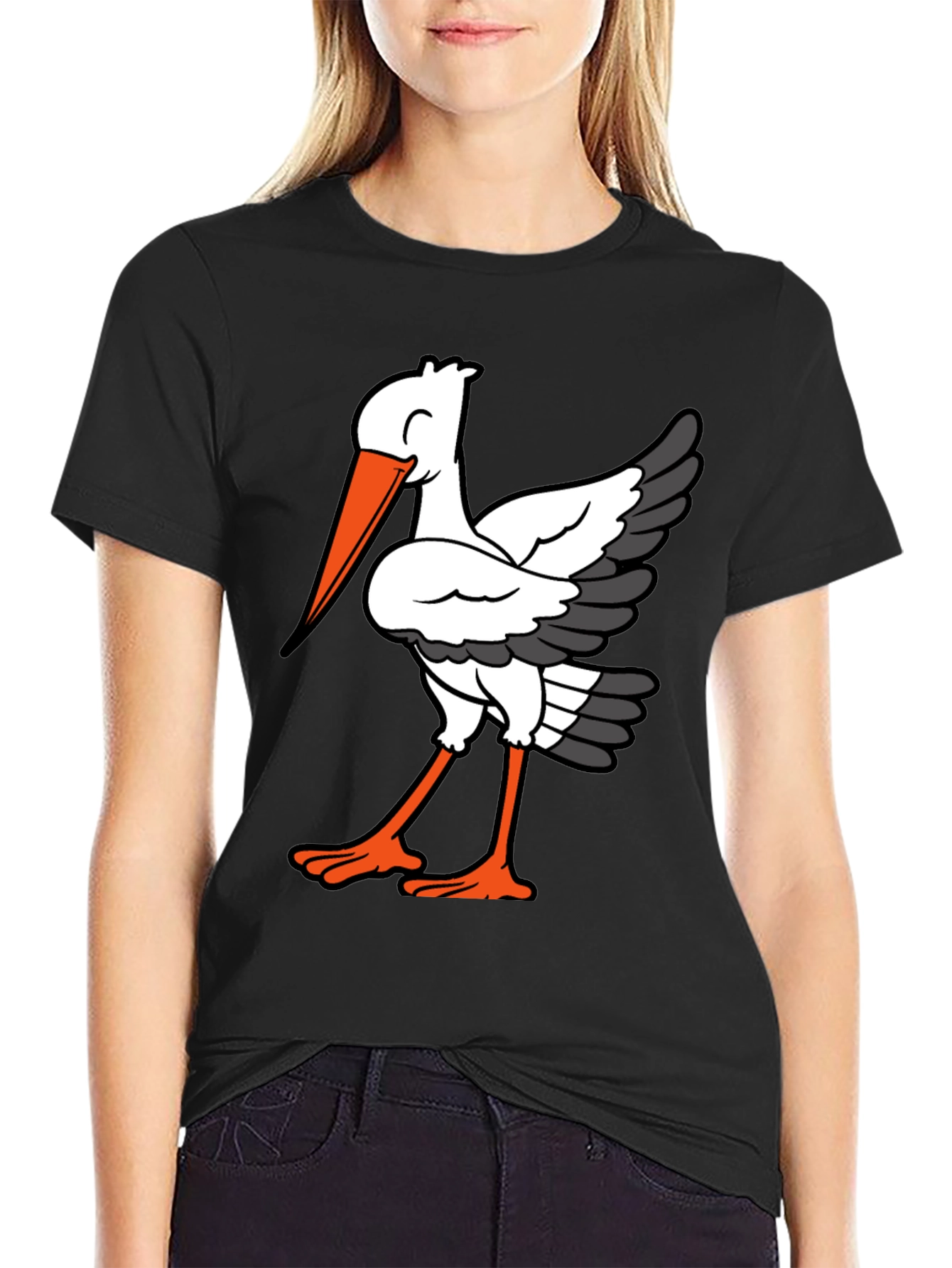 Black Stork Graphic Tee - Casual Comfort T-Shirt view 2