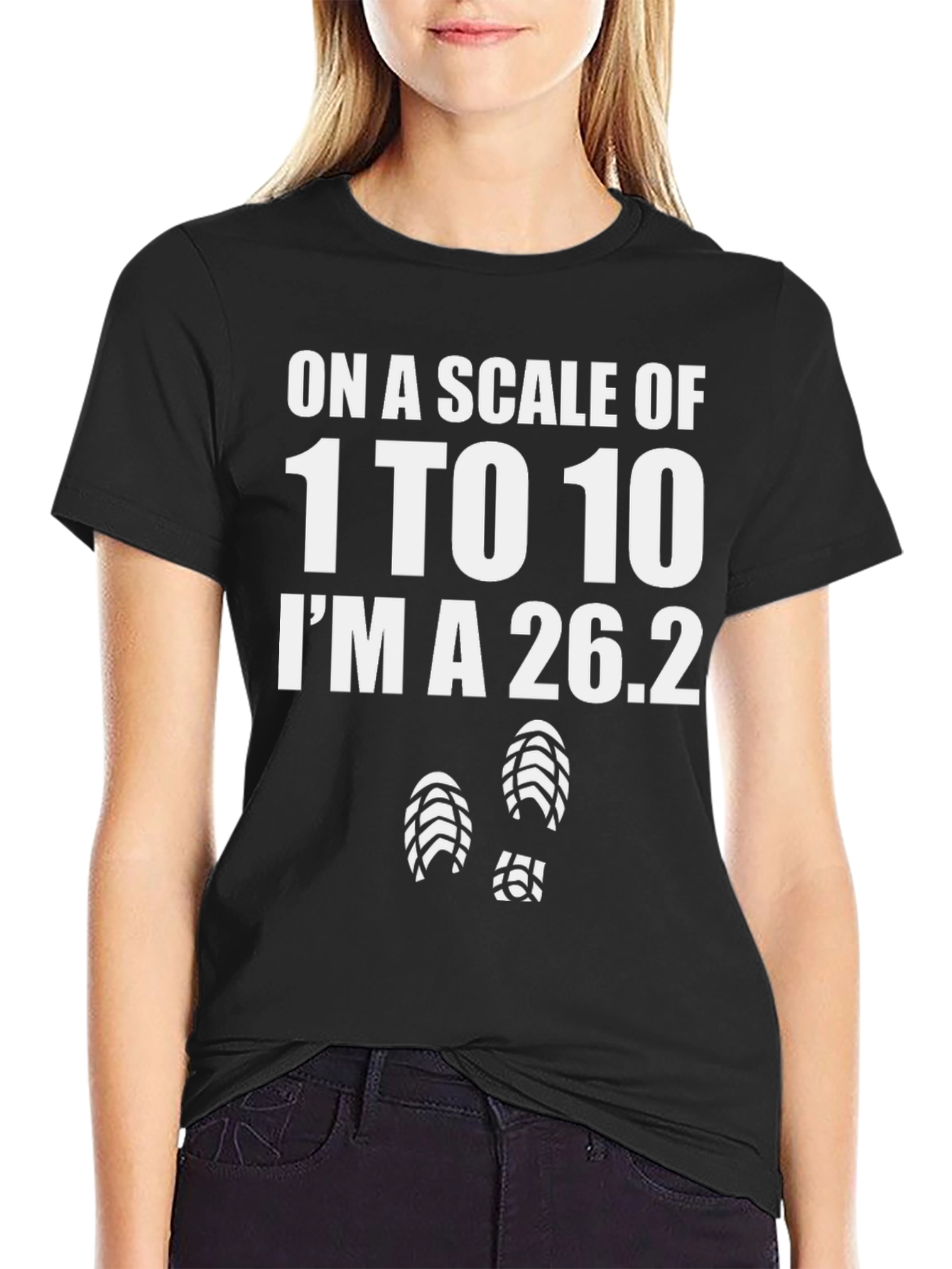 Black Marathon Runner T-Shirt: 1 to 10 I'm a 26.2 view 2