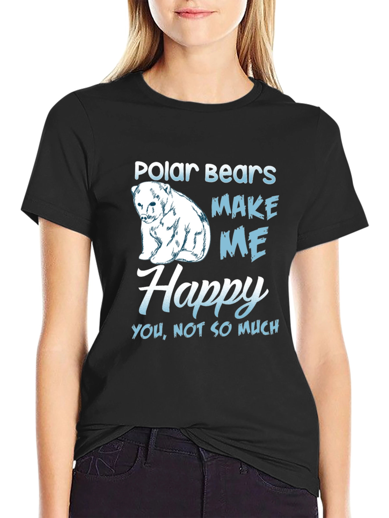 Black Polar Bear Graphic T-Shirt - Makes Me Happy view 2