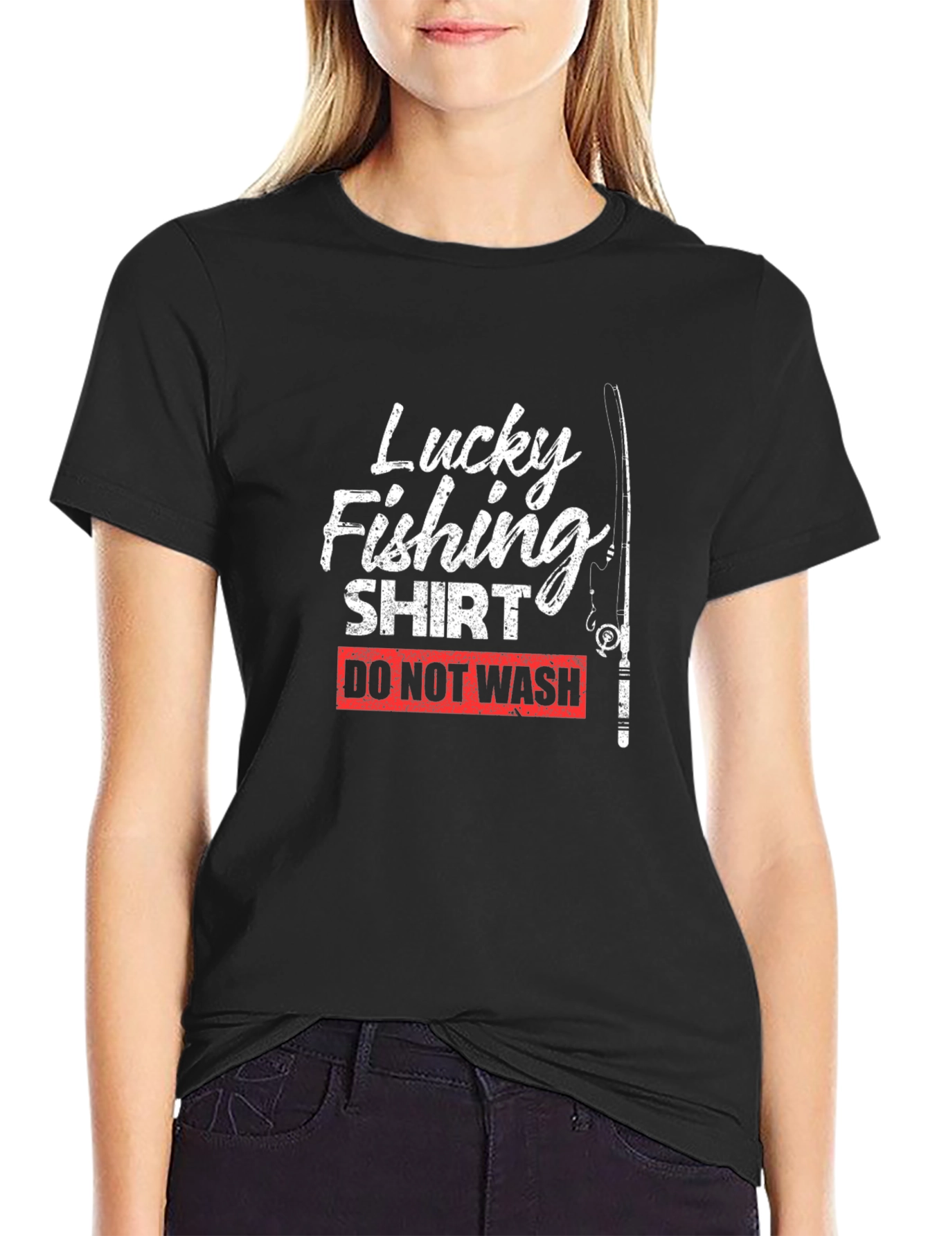 Black Lucky Fishing Shirt - Do Not Wash Novelty Tee view 2
