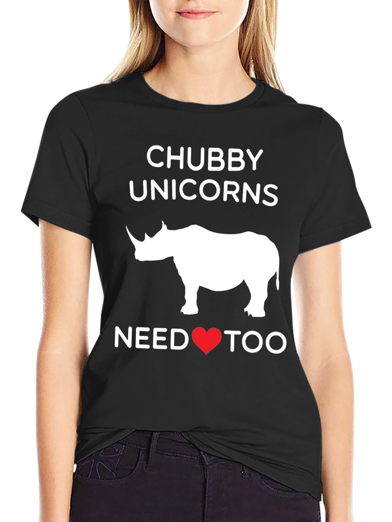Black Chubby Unicorns Need Love T-Shirt, Funny Graphic Tee view 2