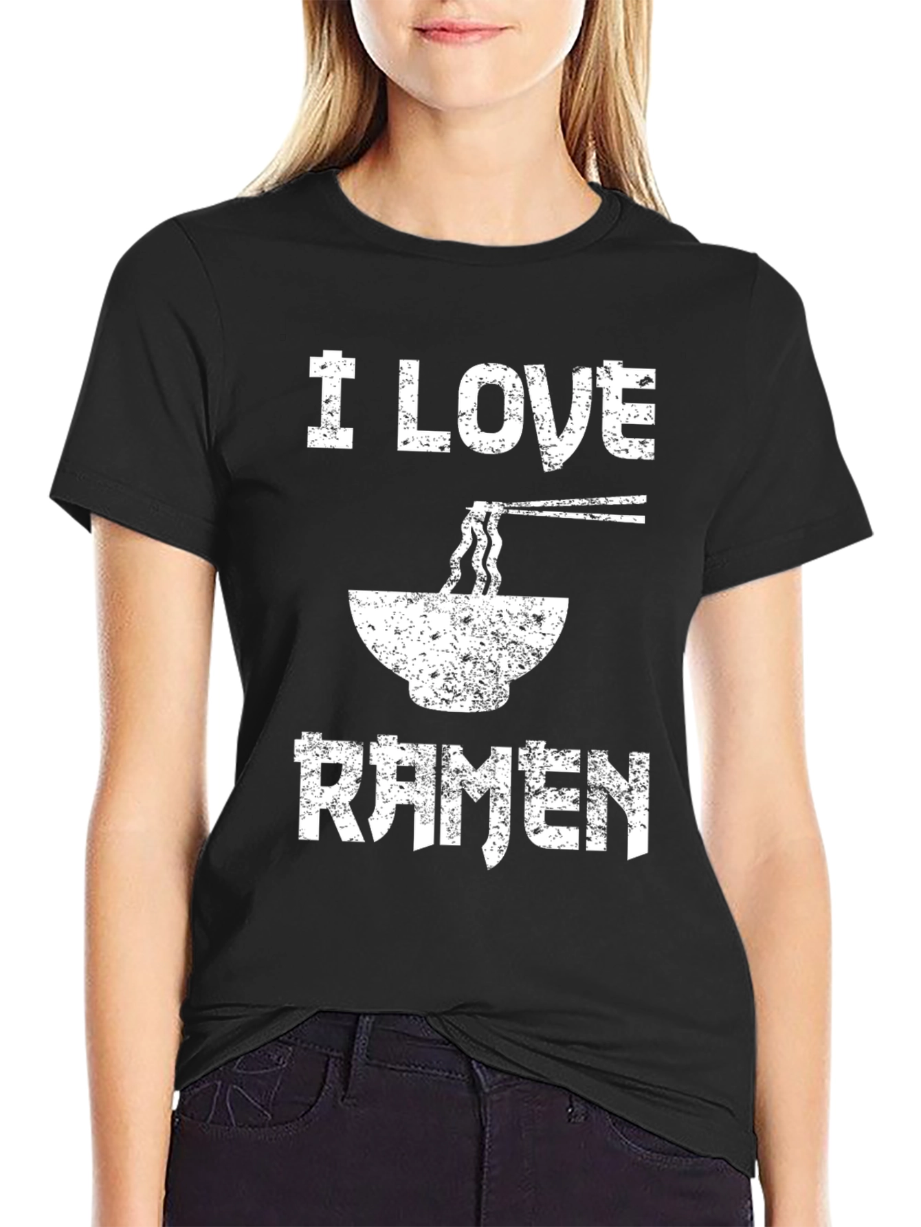 Black I Love Ramen Graphic Tee - Black view 2