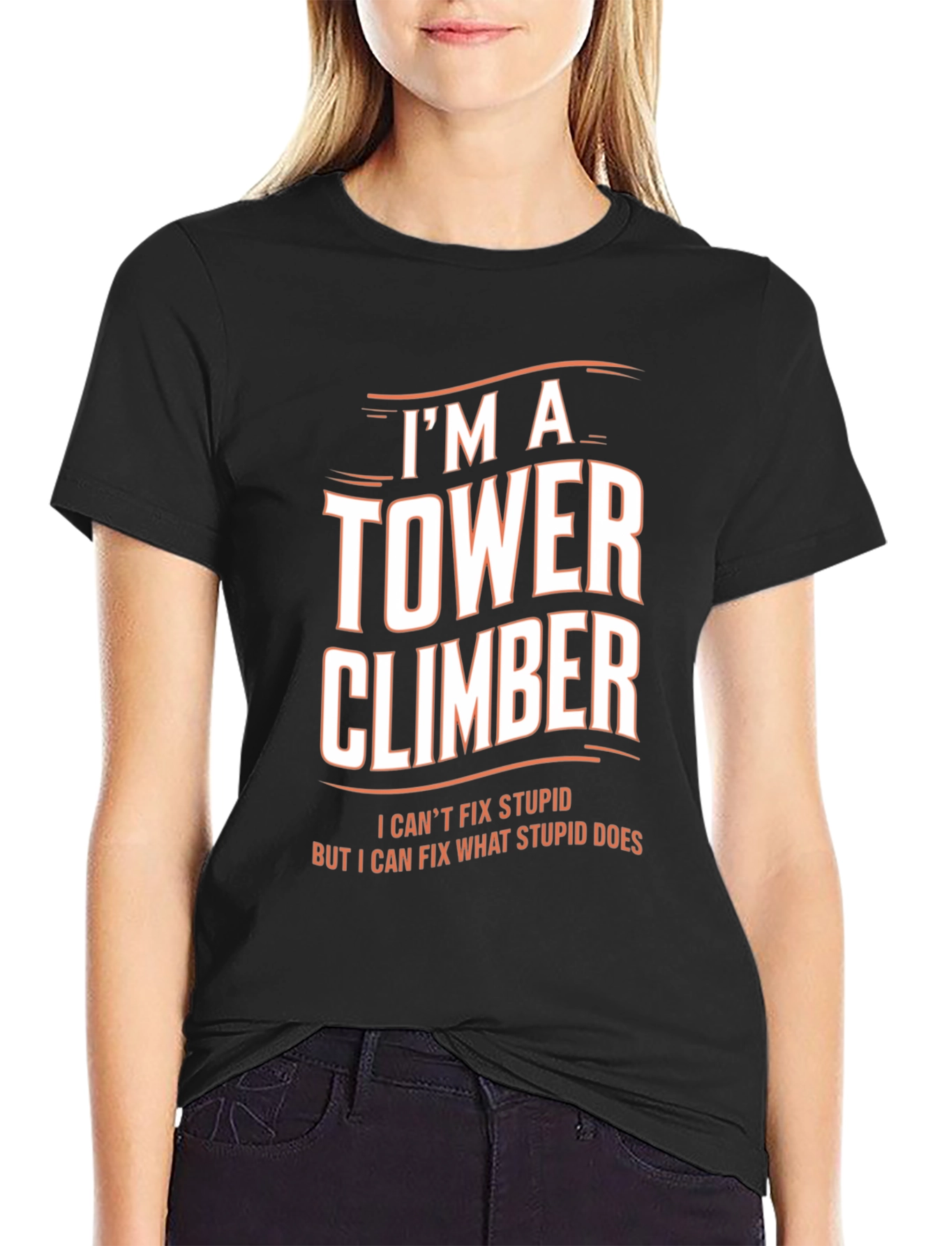 Black I'm A Tower Climber Men's T-Shirt view 2