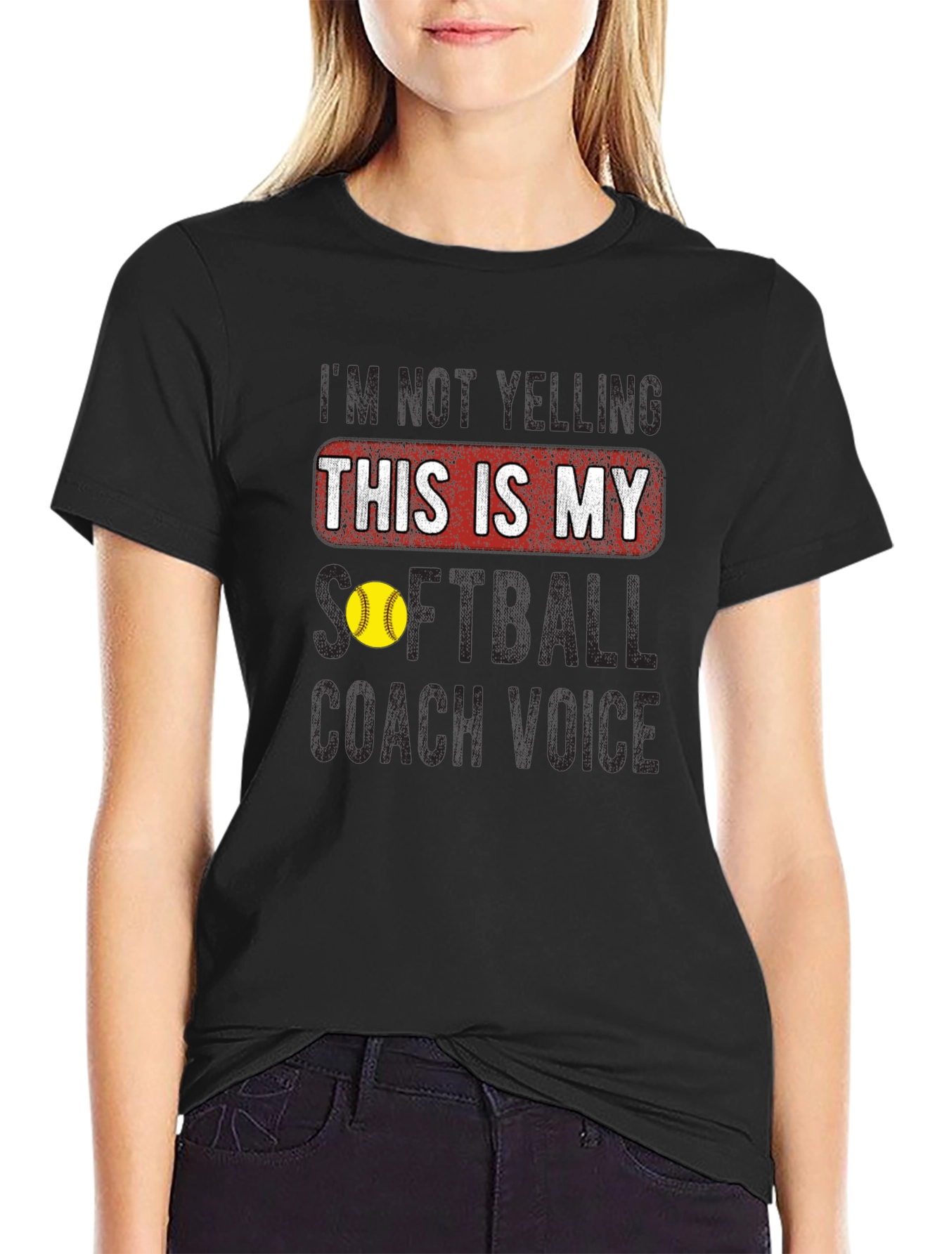 Black Softball Coach Voice T-Shirt view 2