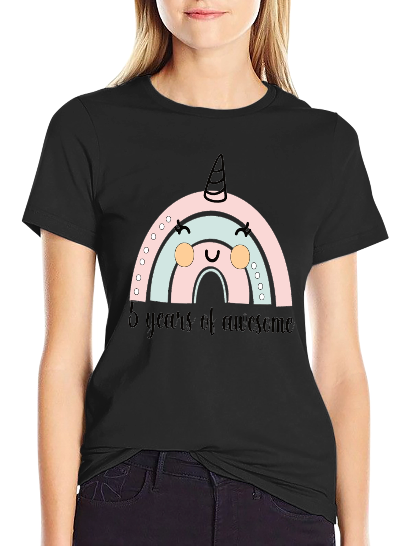 Cute Rainbow Unicorn 5th Birthday T-Shirt - 2