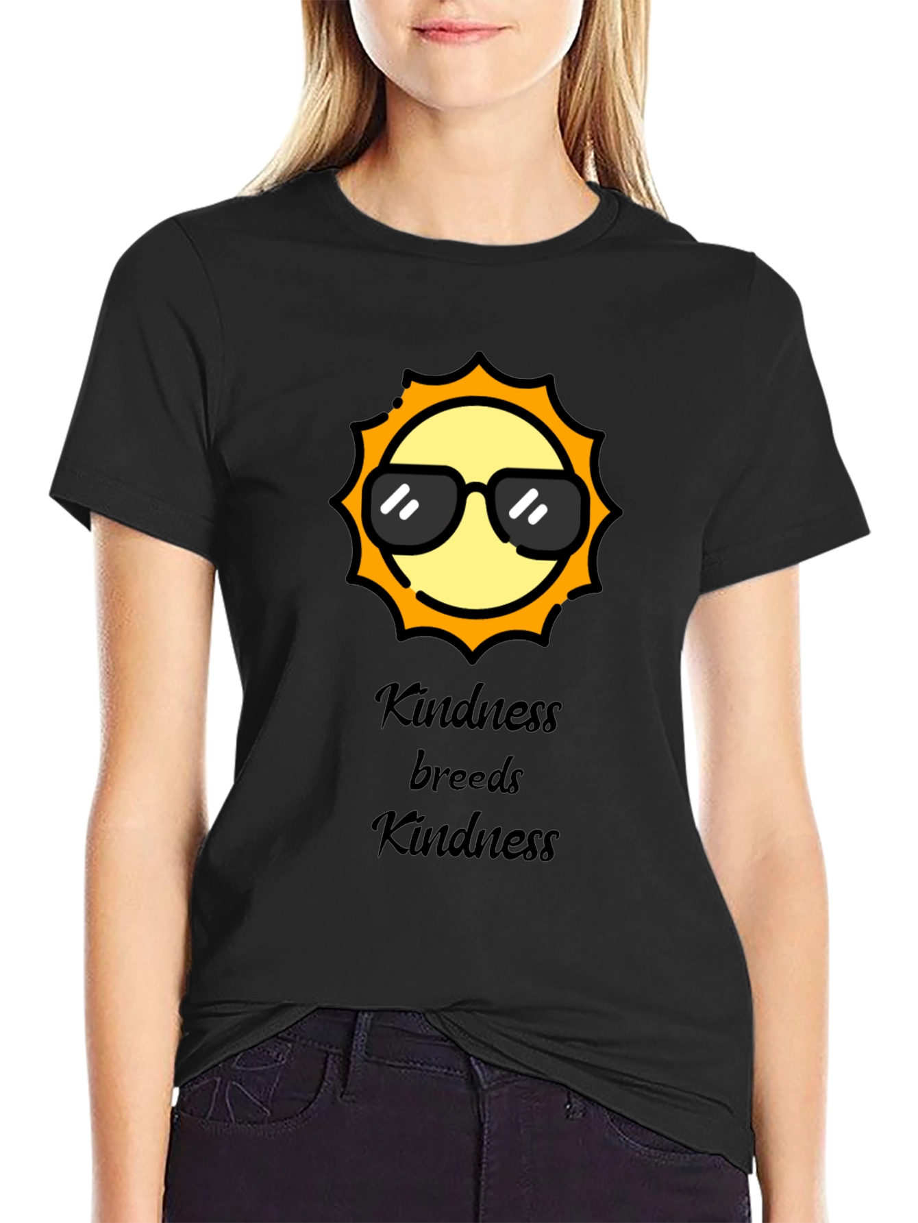 Black Kindness Breeds Kindness Black T-Shirt view 2