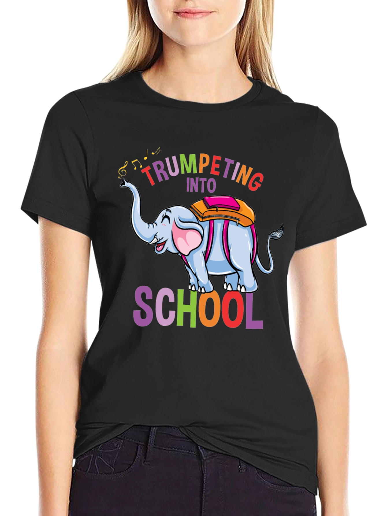 Black Trumpeting Into School Graphic Tee view 2