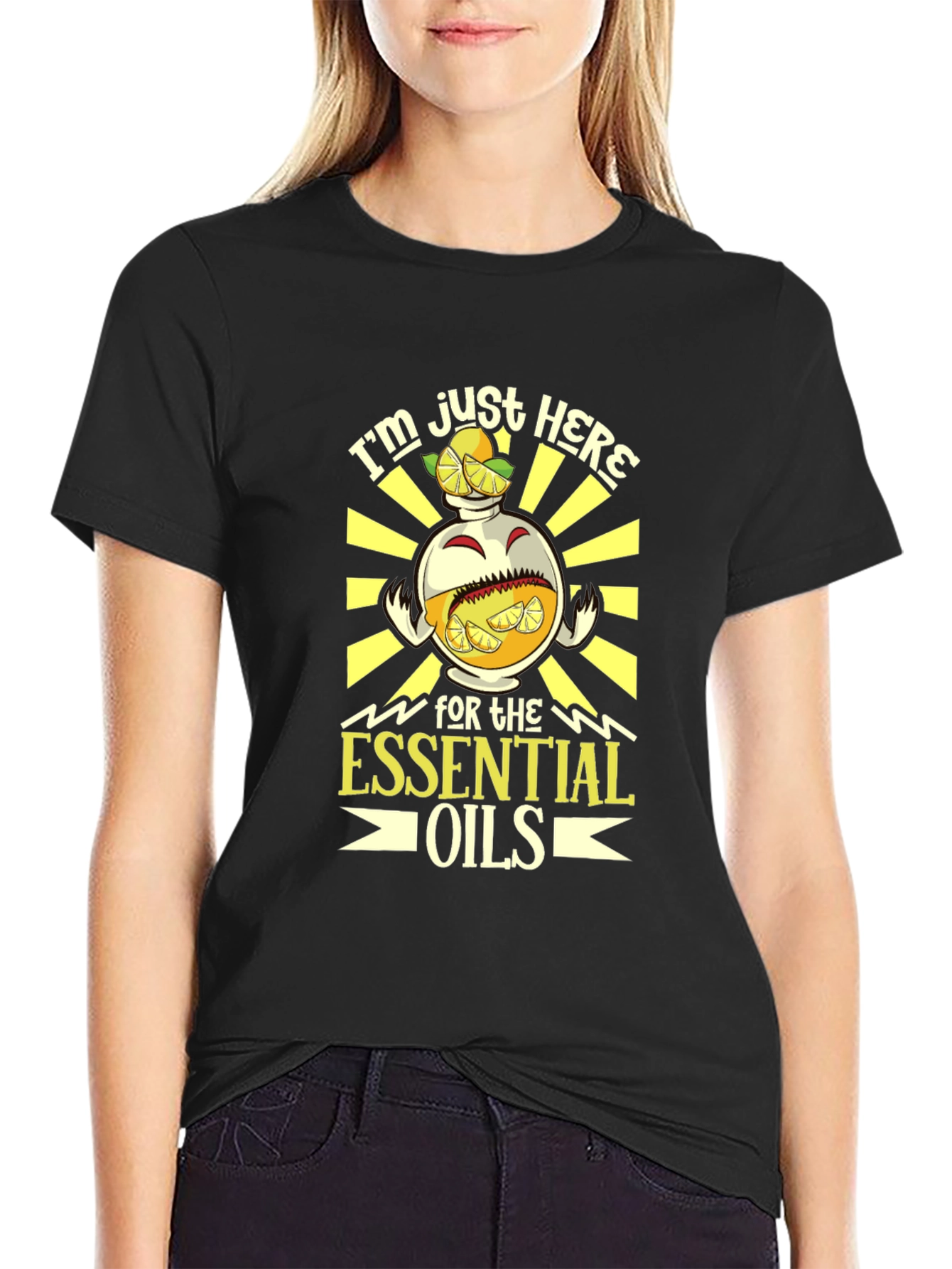 Black Essential Oils Graphic Tee - Black Cotton Blend view 2