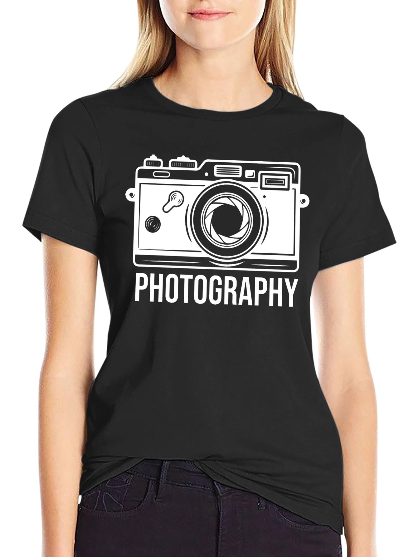 Black Photography Camera Graphic T-Shirt view 2