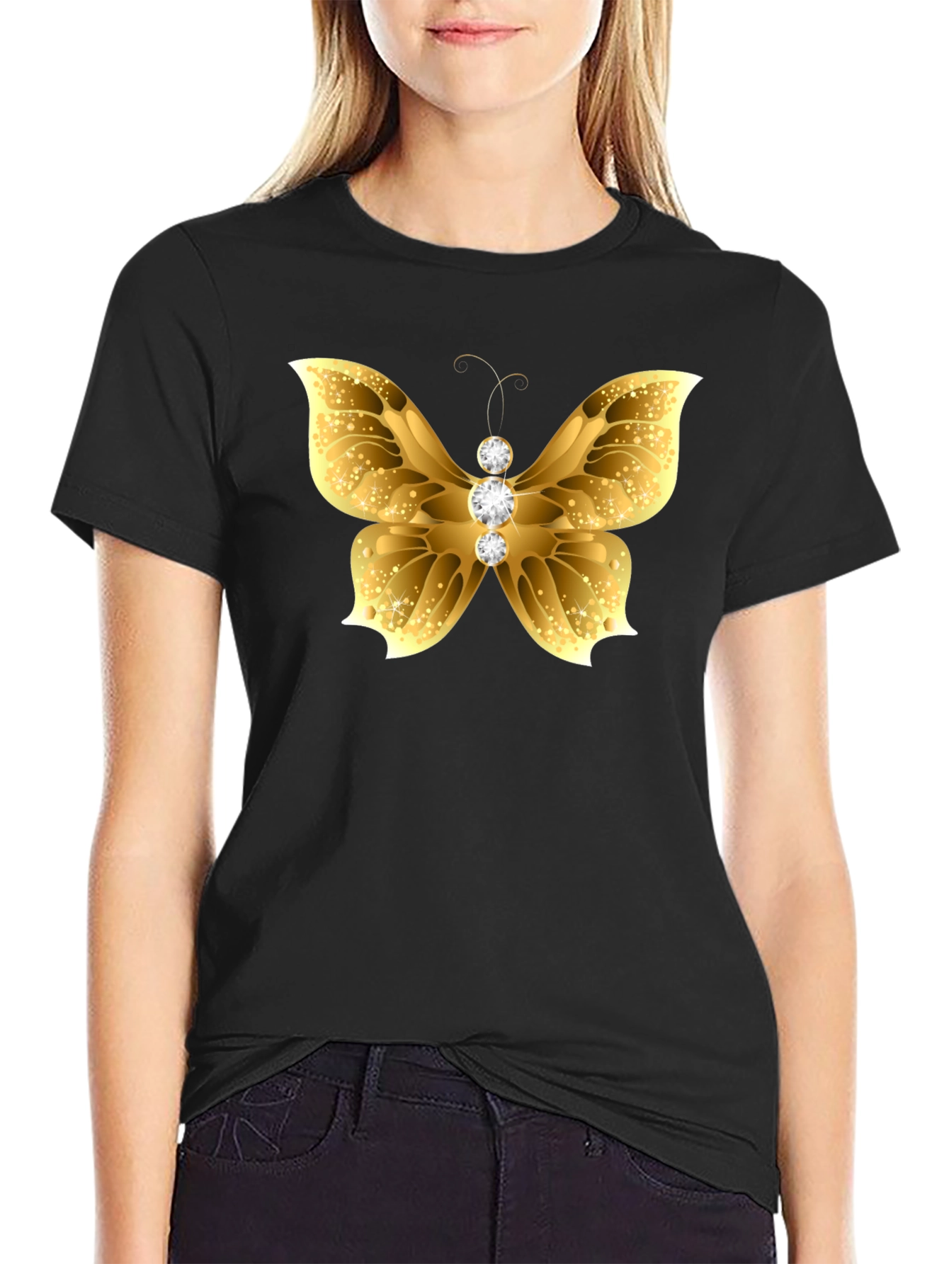 Black Golden Butterfly Tee view 2