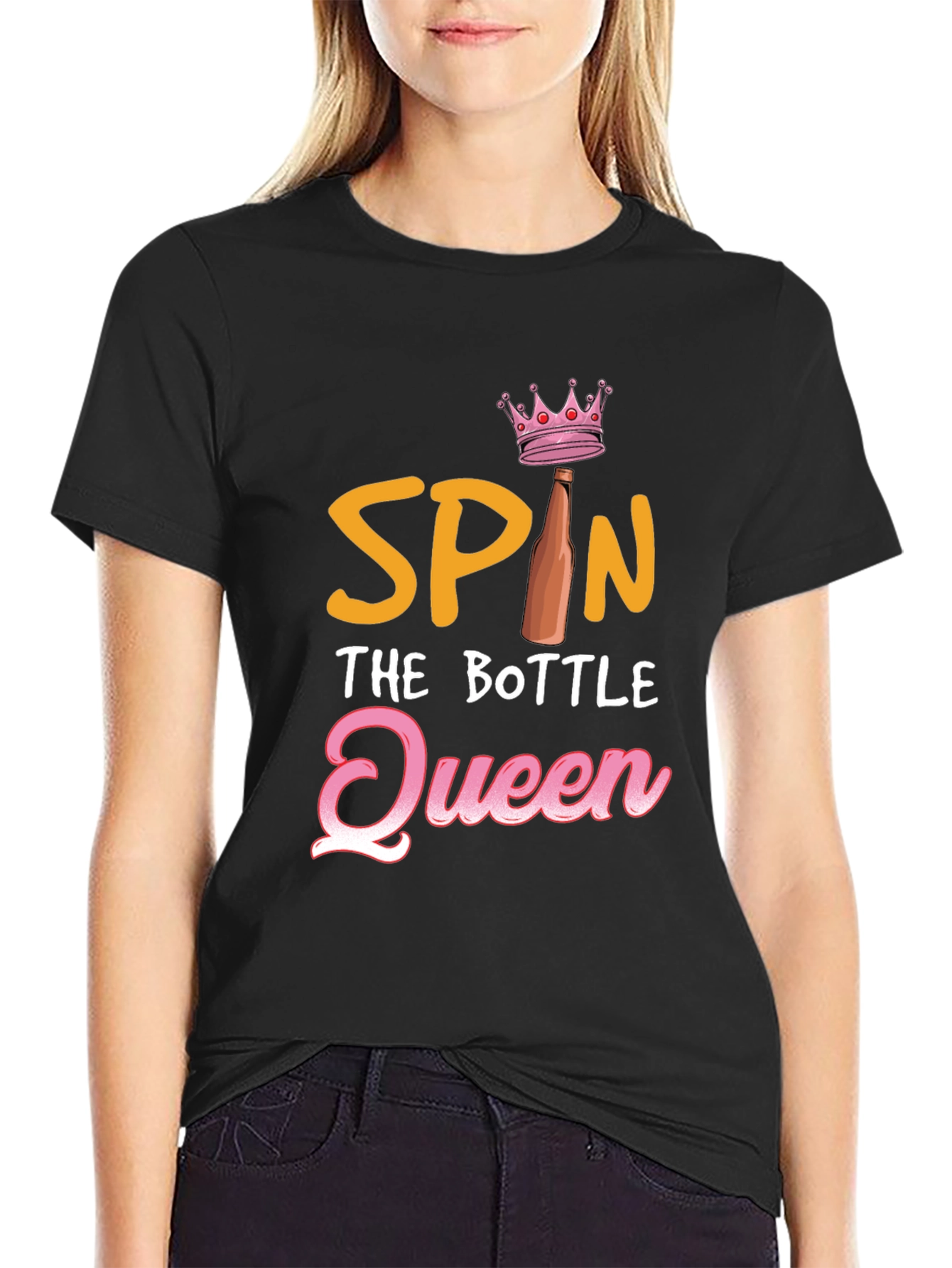 Black Spin the Bottle Queen T-Shirt view 2