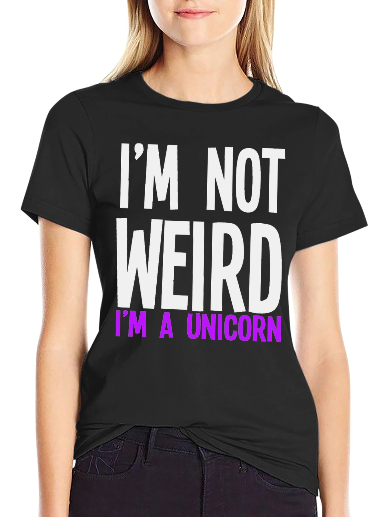 Black I'm Not Weird I'm A Unicorn T-Shirt view 2