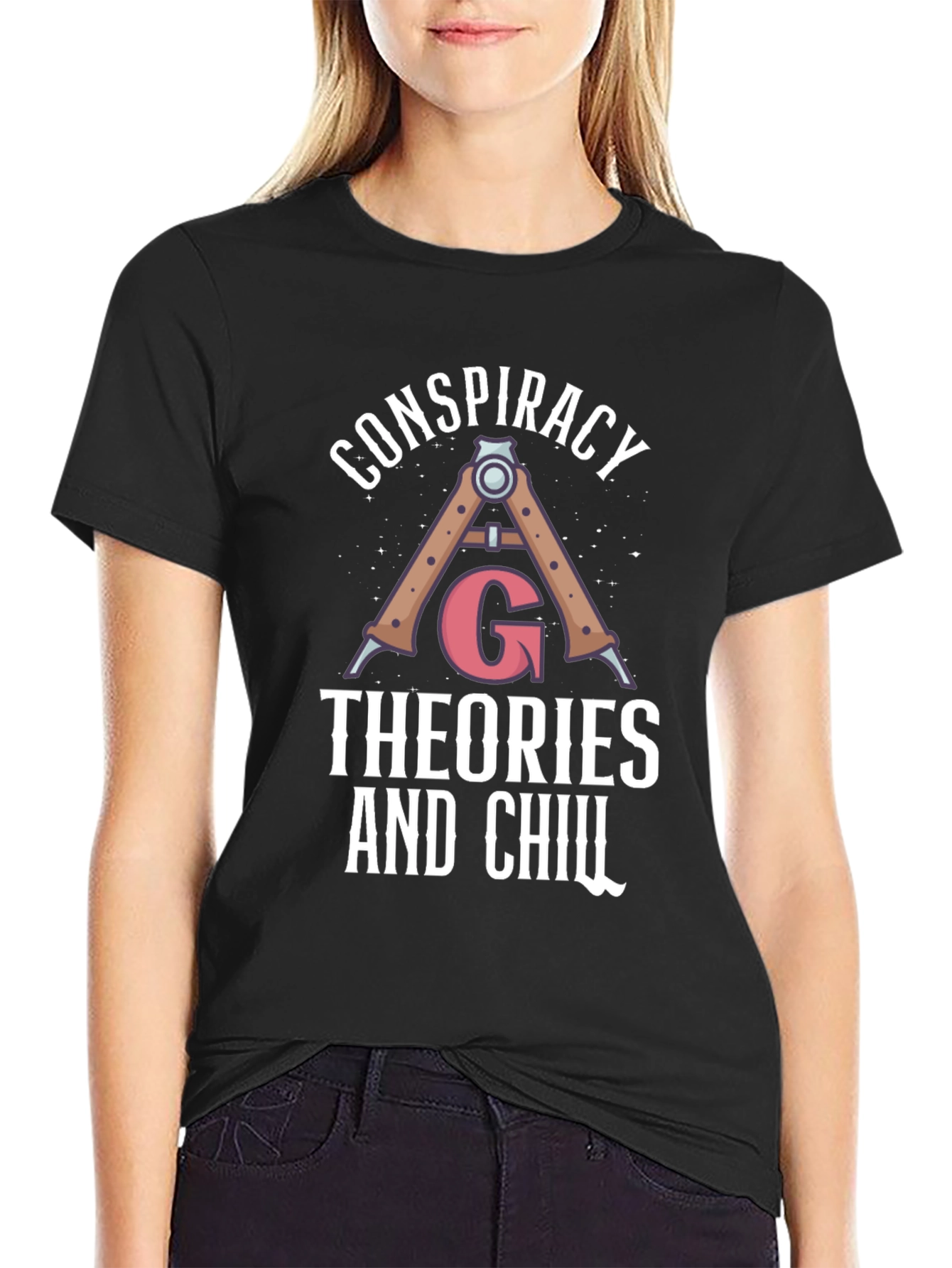 Black Conspiracy Theories and Chill Black T-Shirt view 2