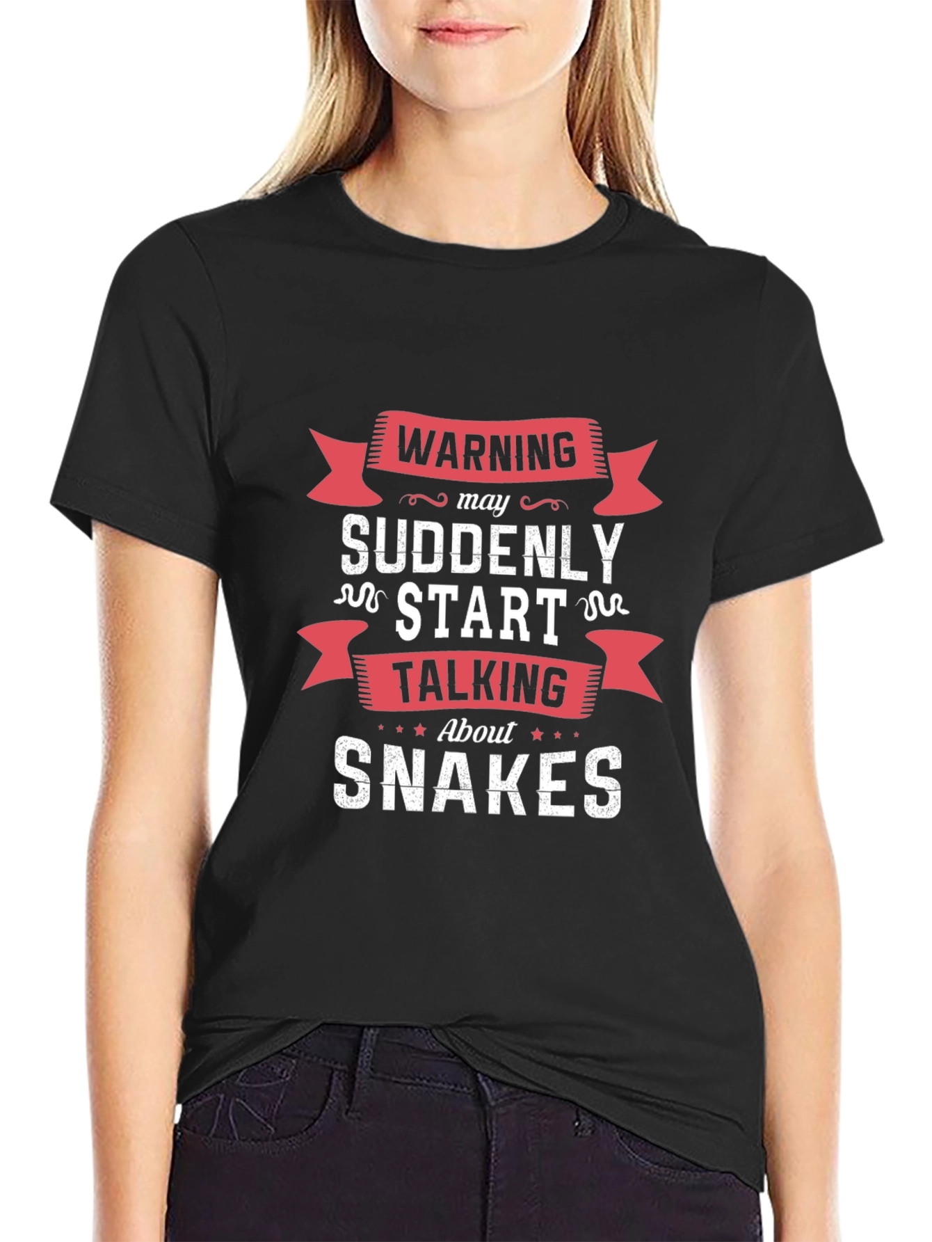 Black Warning May Suddenly Start Talking About Snakes T-Shirt view 2