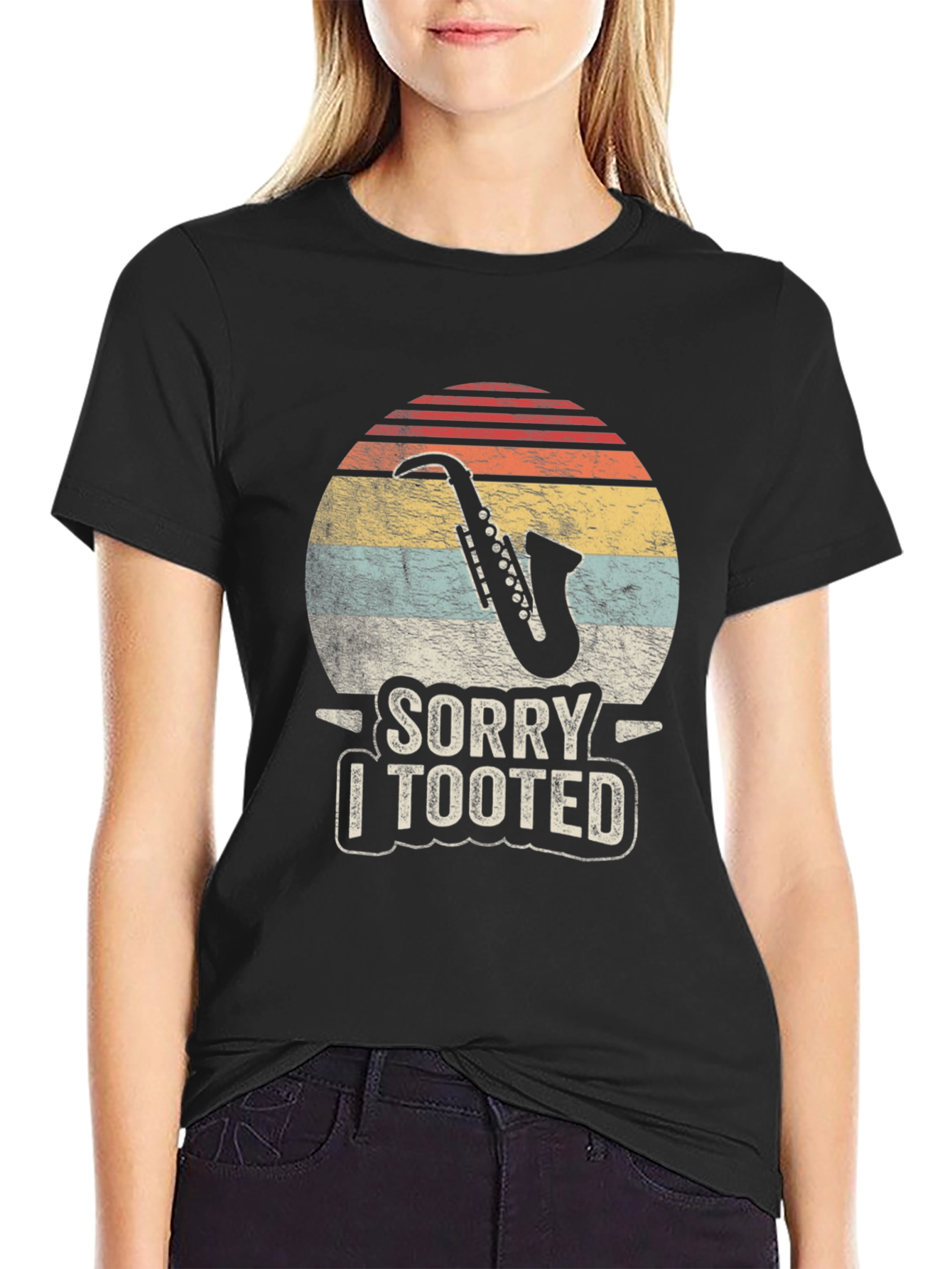 Black Sorry I Tooted Saxophone Graphic Tee view 2