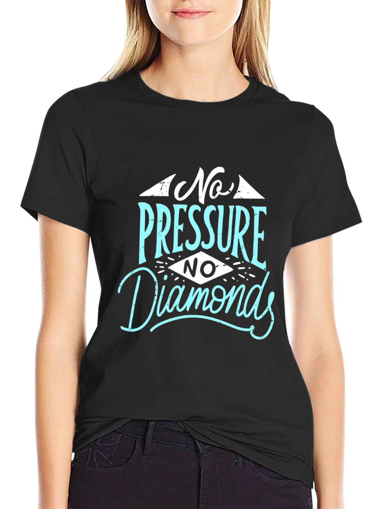 Black No Pressure No Diamonds Graphic Tee - Black Cotton view 2