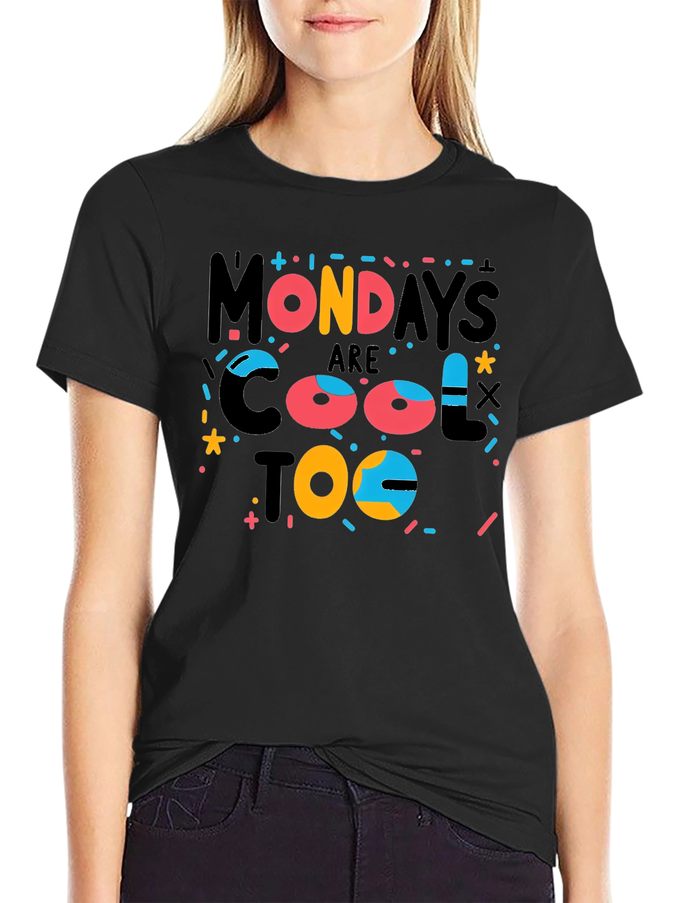 Black Cool Mondays Graphic Tee - Fun & Stylish Casual Wear view 2