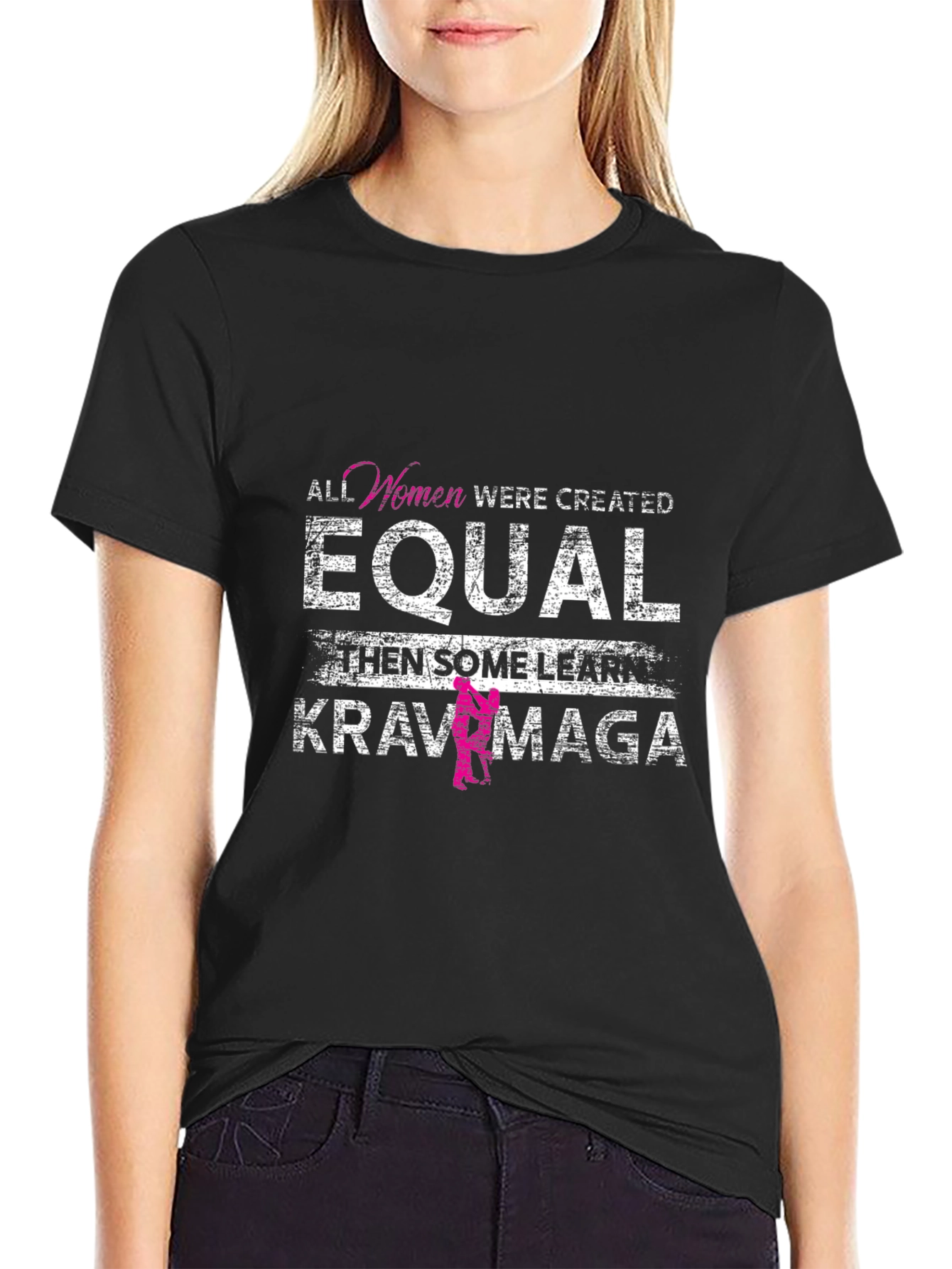 Black Equal Krav Maga Women's Black T-Shirt view 2