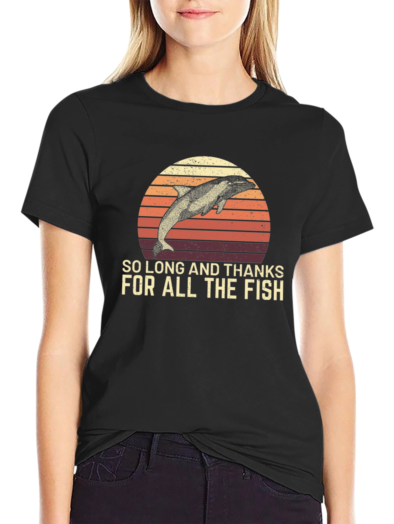 Black So Long and Thanks for All the Fish T-Shirt view 2