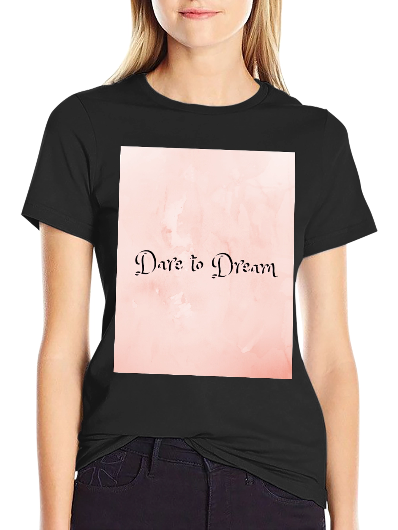 Black Dare to Dream Graphic Tee - Stylish Comfort view 2