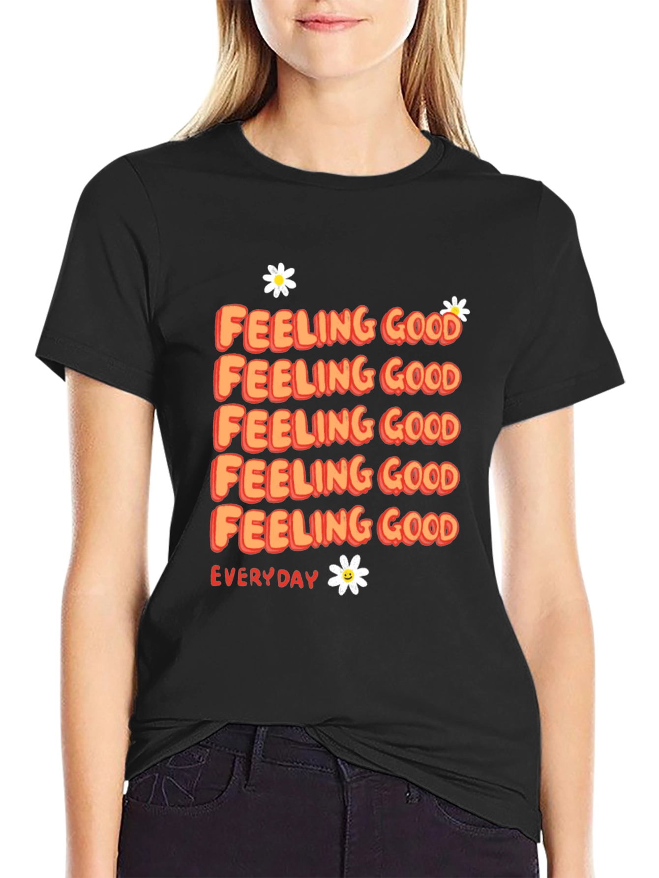 Black Feeling Good Everyday Graphic Tee - Black view 2