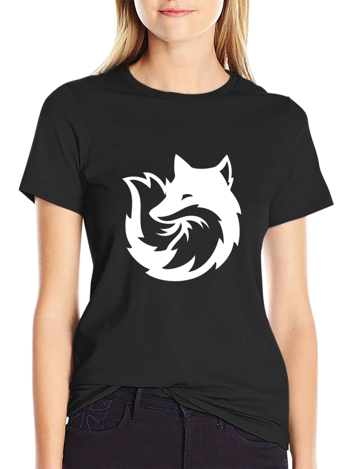 Black Fox Logo Black T-Shirt - Modern Graphic Tee view 2