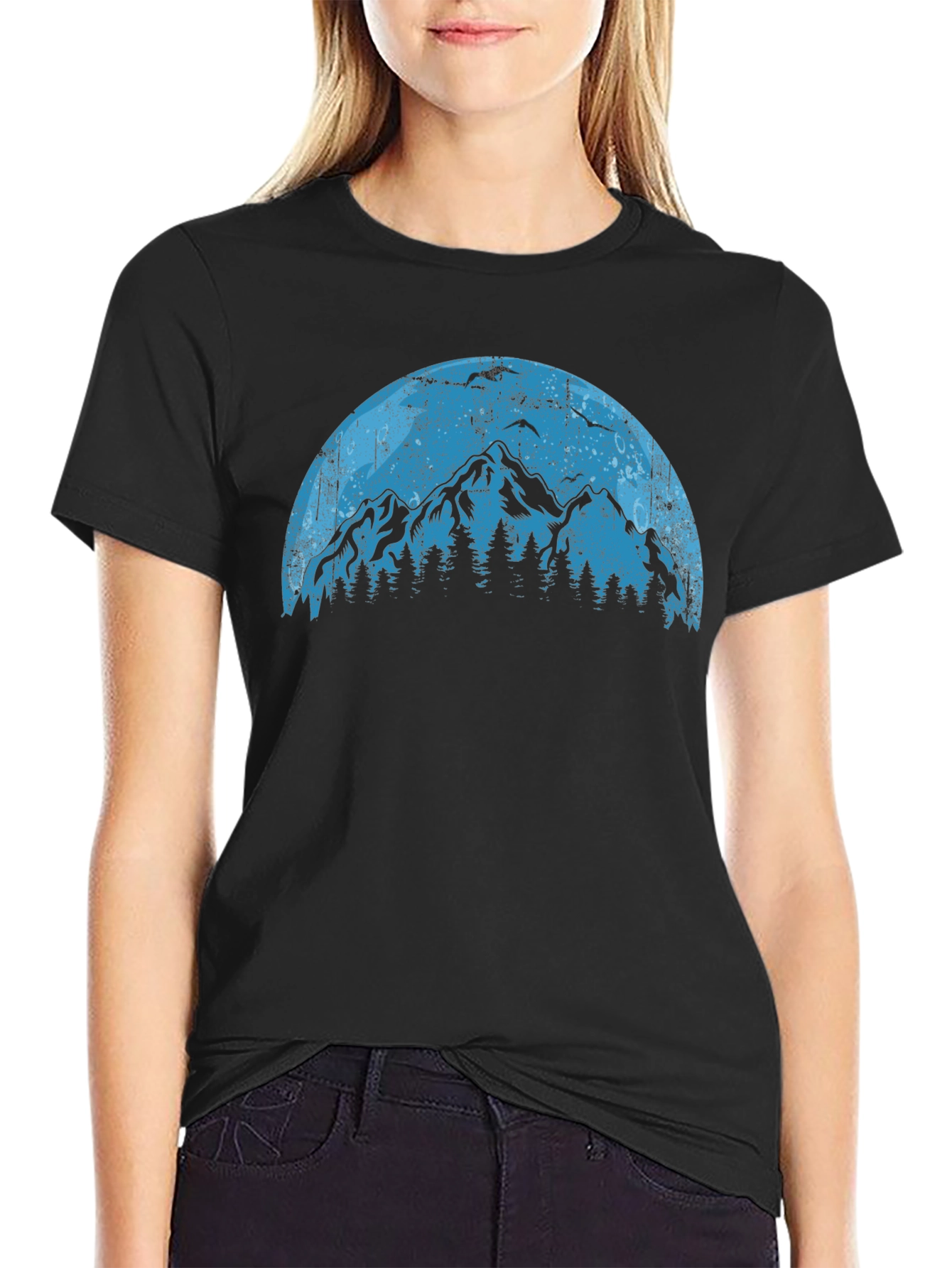 Black Mountainscape Graphic Tee - Nature Lover's Shirt view 2