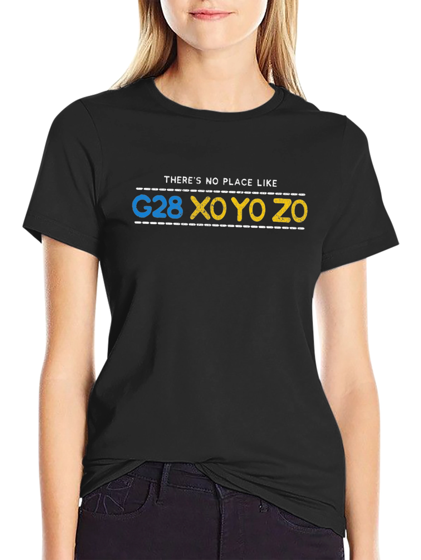Black G28 XO YO ZO T-Shirt - Funny Geography Tee view 2