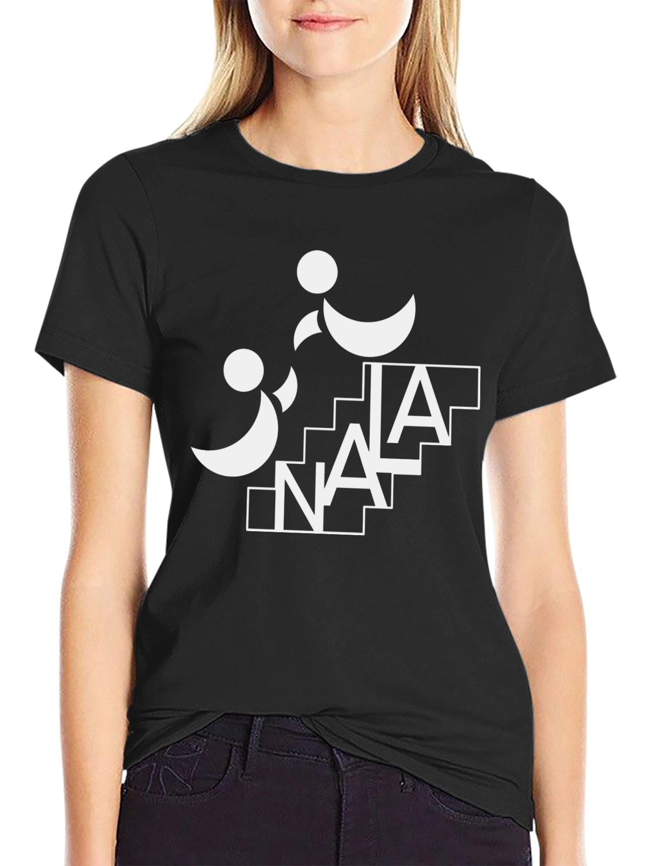Black Modern NALA Graphic Print Black T-Shirt view 2